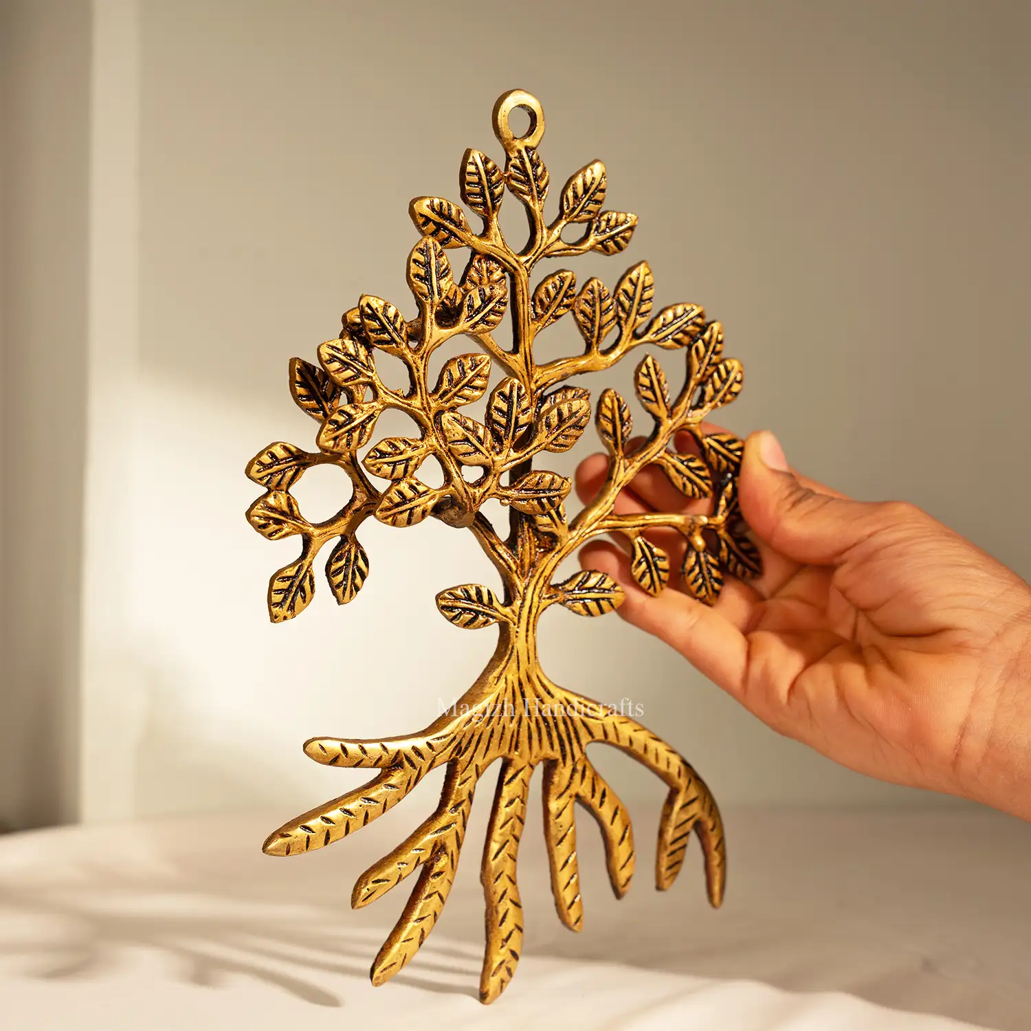 9 inches Brass Karpa Vriksham tree wall hanging - secondary