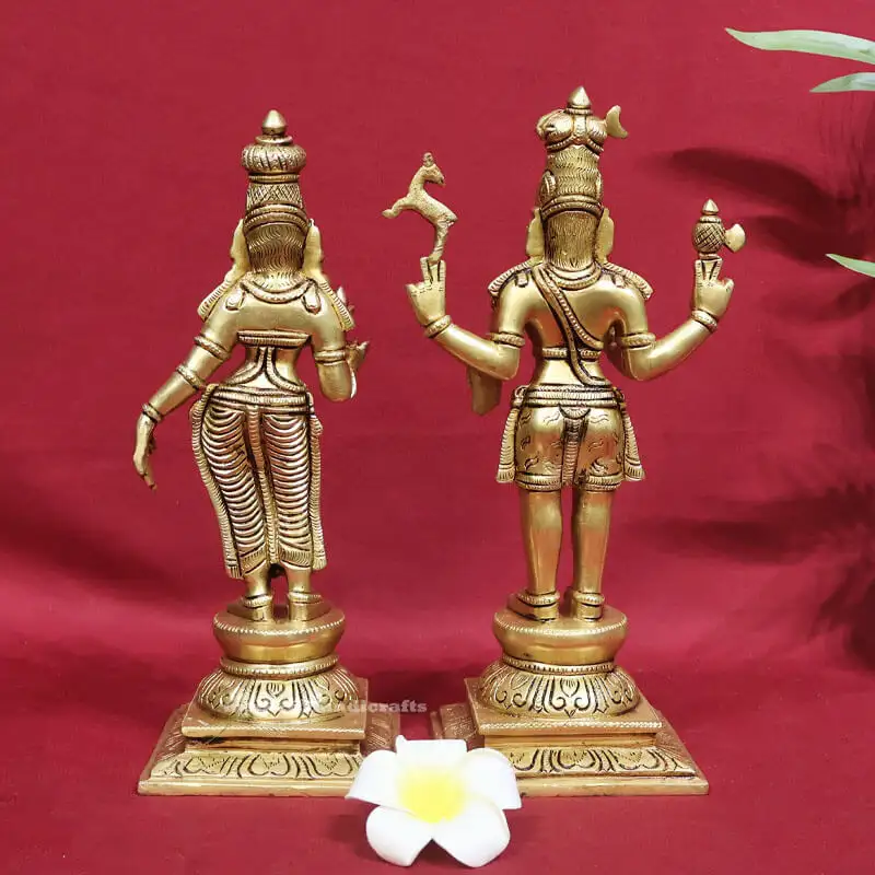 11 inches standing Brass Lord Shiva and Parvathi Idol - image 3