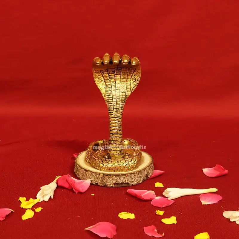 Brass 5 head Snake idol - 4 inches
