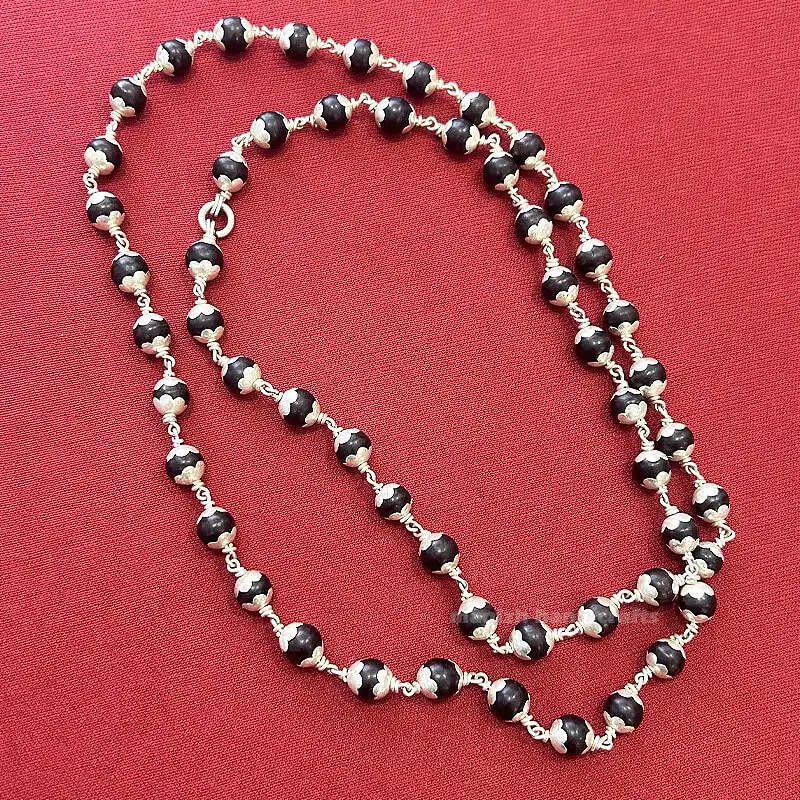 Original Karungali mala with silver capping-8m - image 1
