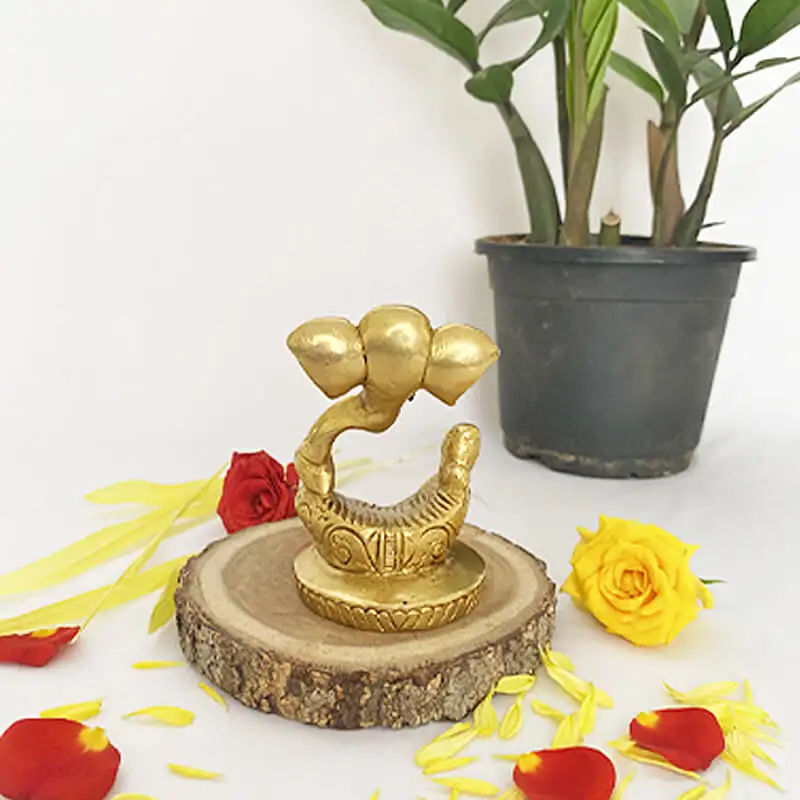 Brass Lord modern Ganesha pooja idol statue - secondary