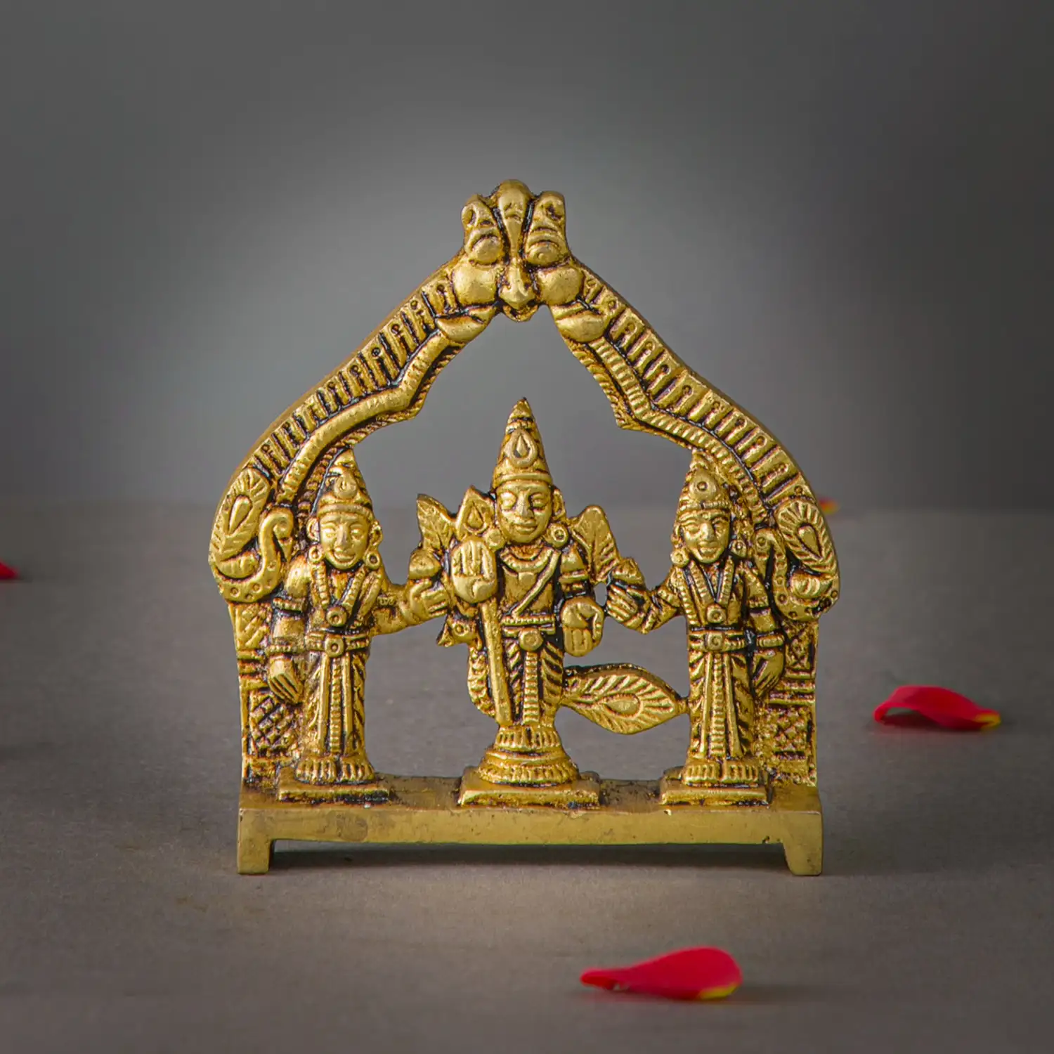 3.5 inches Brass Murugan Valli Deivanai frame idol