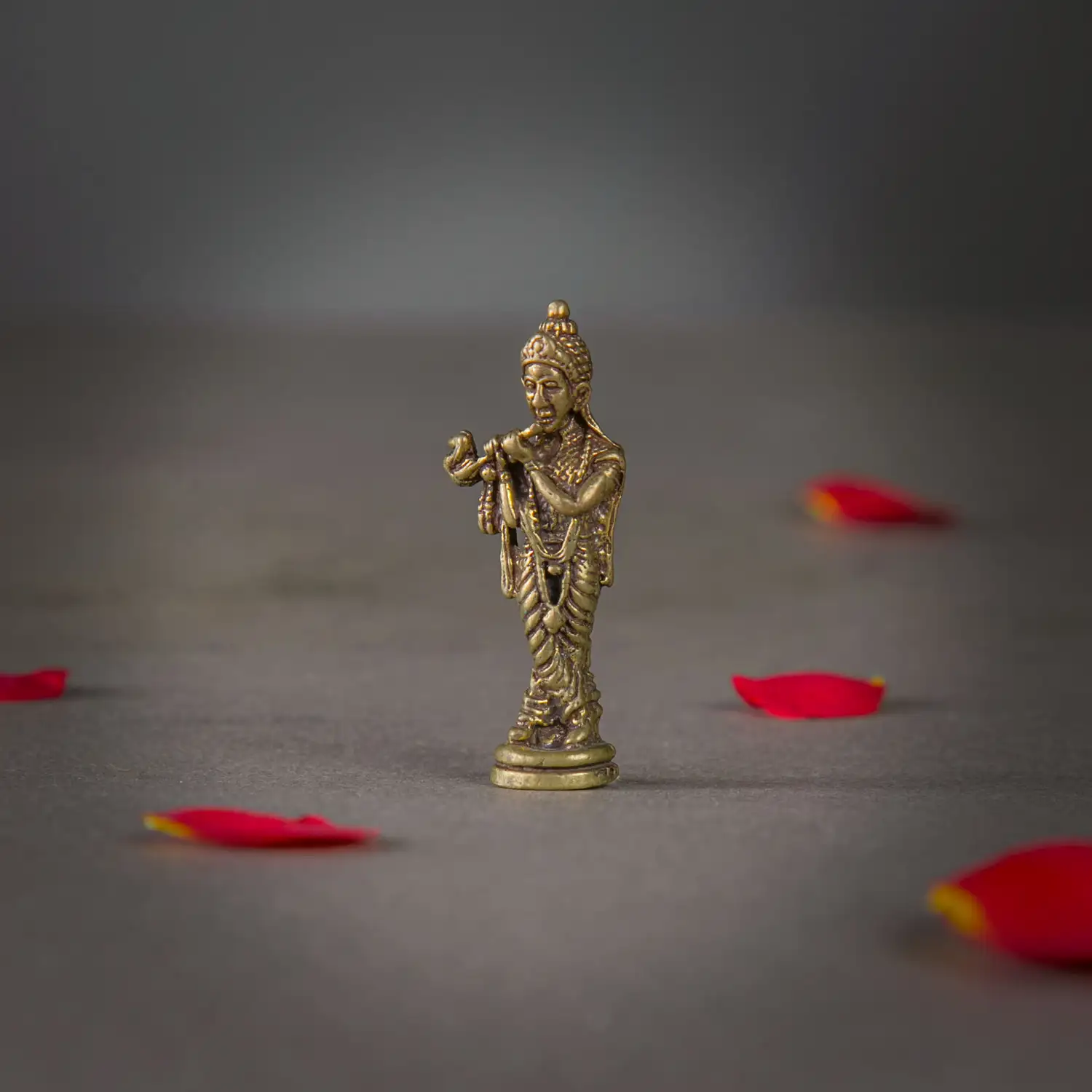 1 inch miniature Brass Krishna cross leg Idol