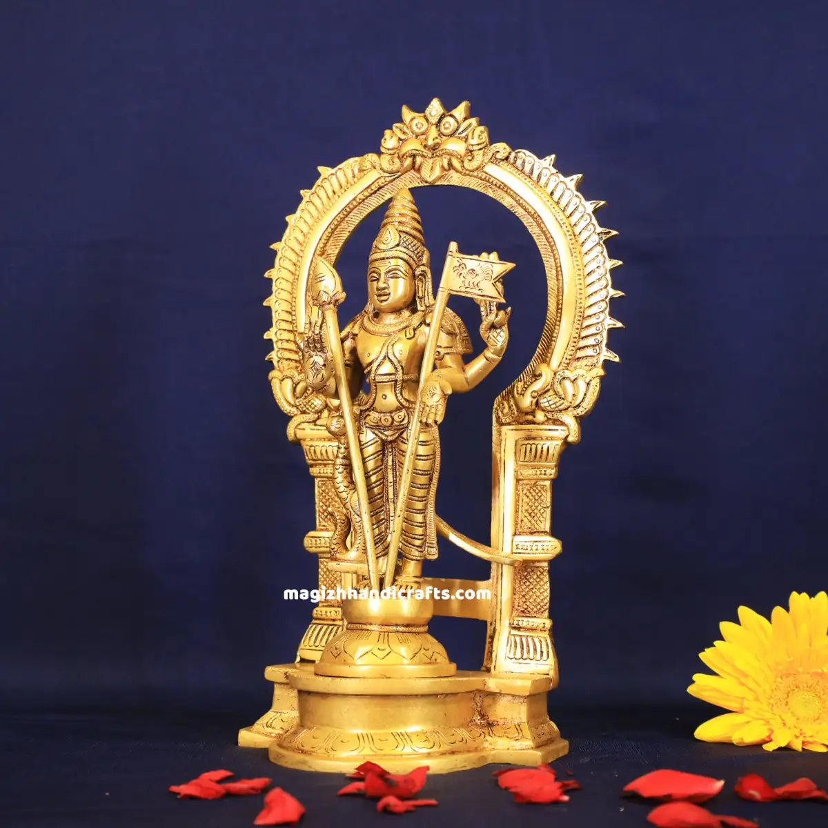 Brass Murugan with Thiruvachi Vel and Kodi idol - 16 inches - image 3