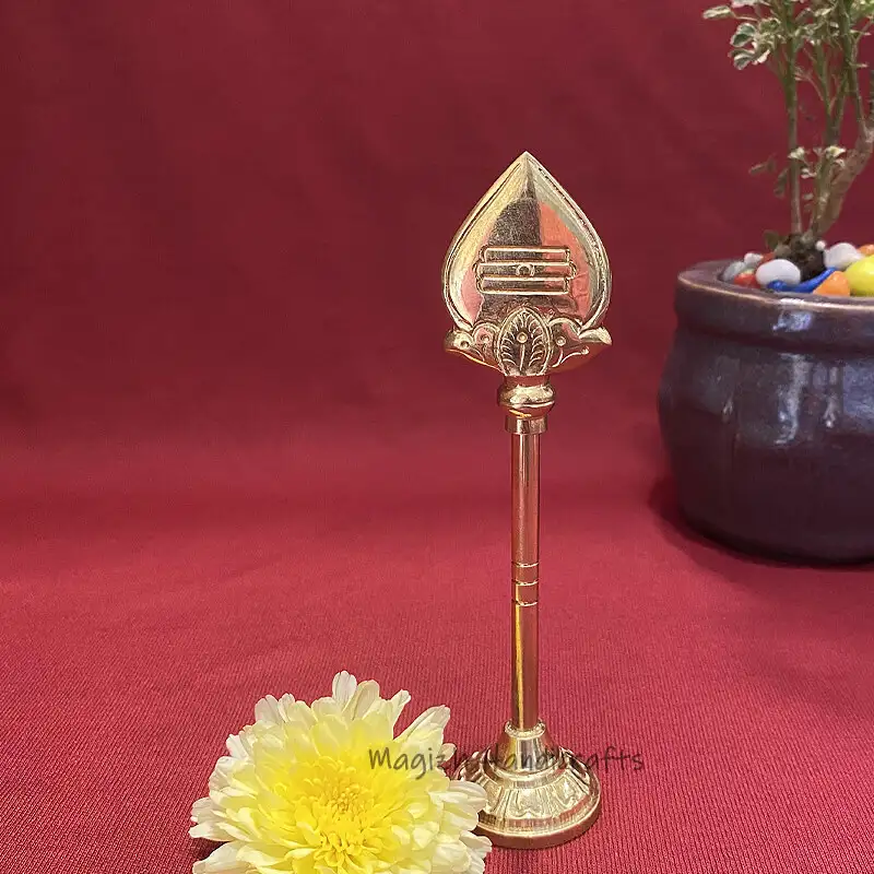 6 inches Brass Murugan Vel with base - secondary
