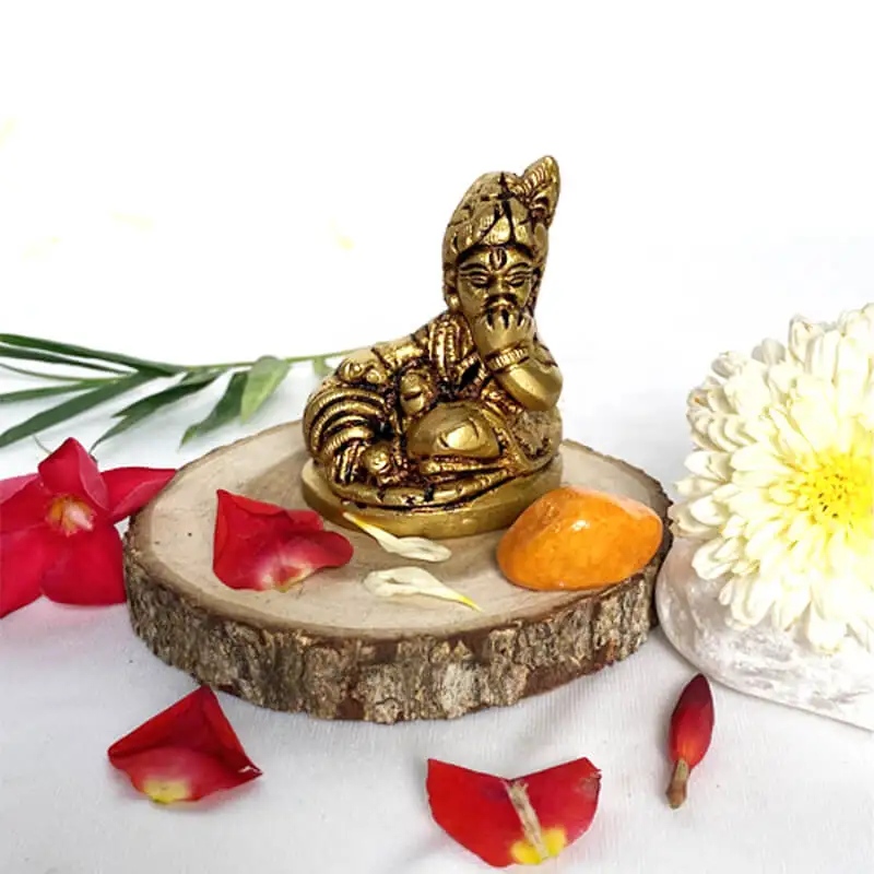 Brass matka small lord krishna idol with pot for pooja room and car dashboard 2 inches
