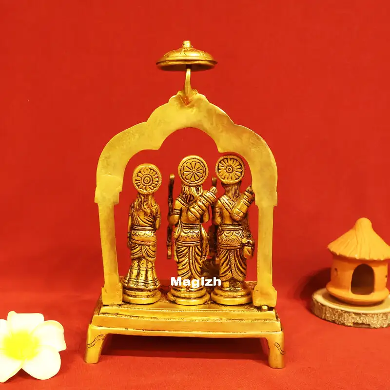 Brass Ram darbar on Peetam and frame - 10 inches - image 4