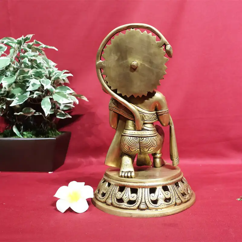 11 inches Brass Sitting Hanuman Idol triangle peedam SC - secondary