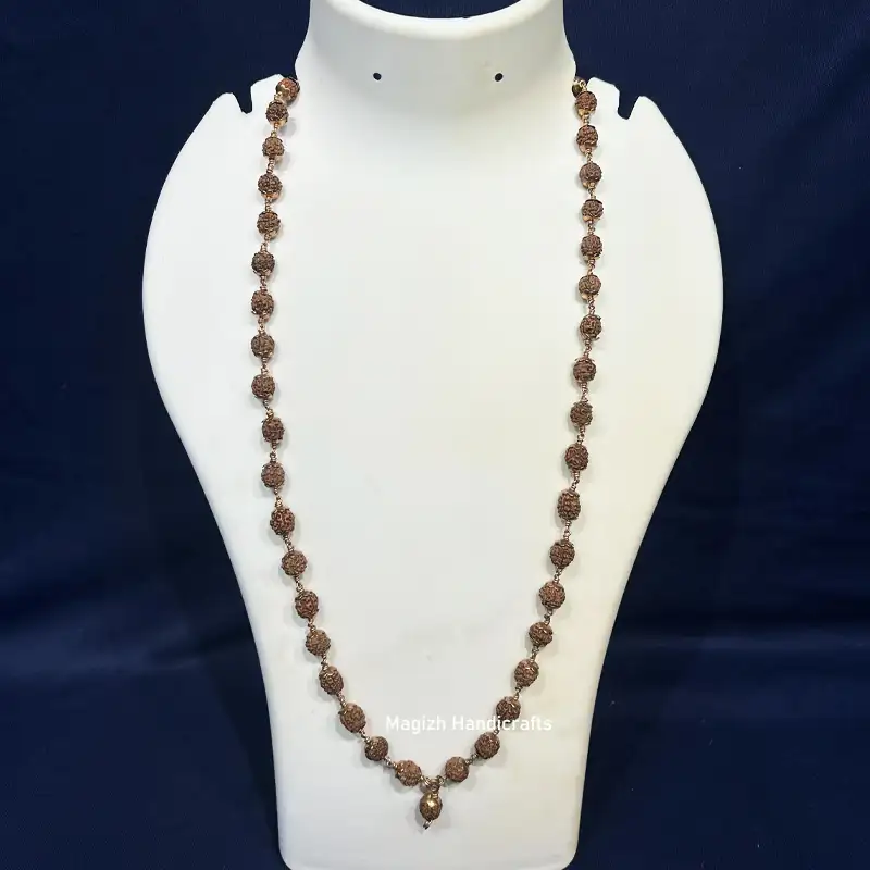 Original Rudhraksham natural color with Impon cup 54 Beads - 8mm