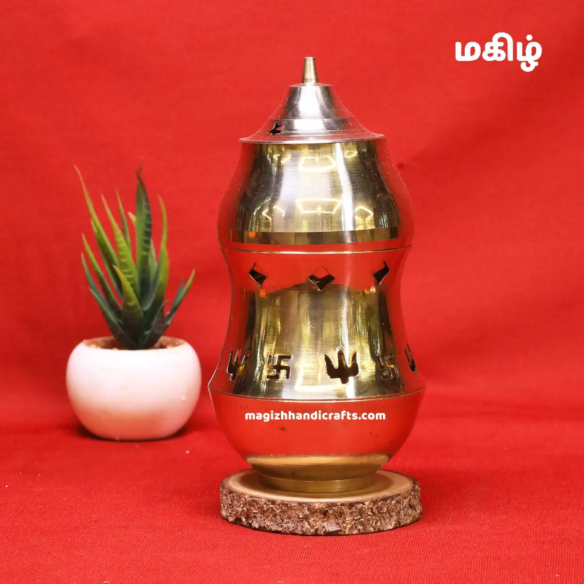 7 inches Pachai Karpuram Lamp no 3 - secondary