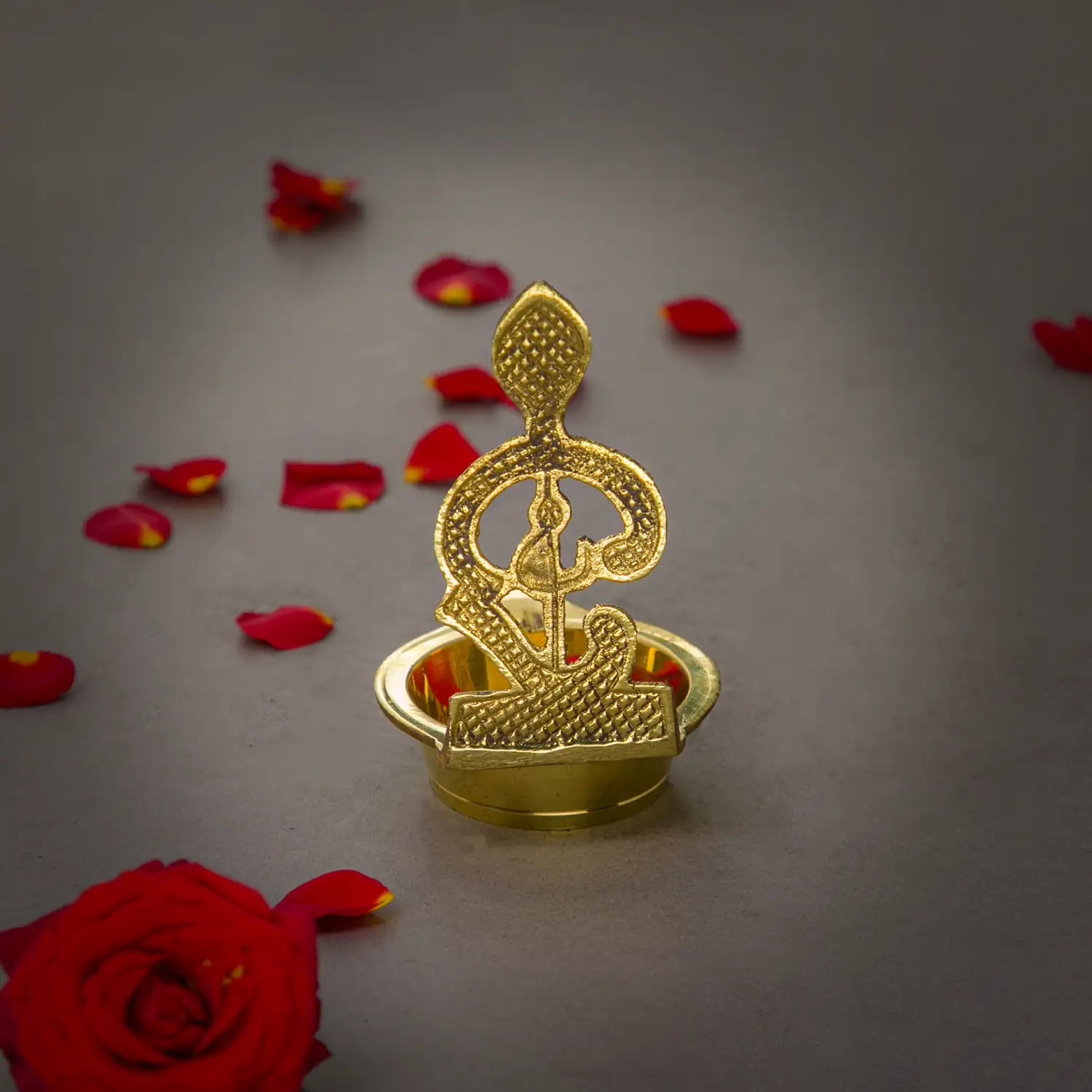 3.5 inches Om Vel Brass Vilakku for Murugan - image 5
