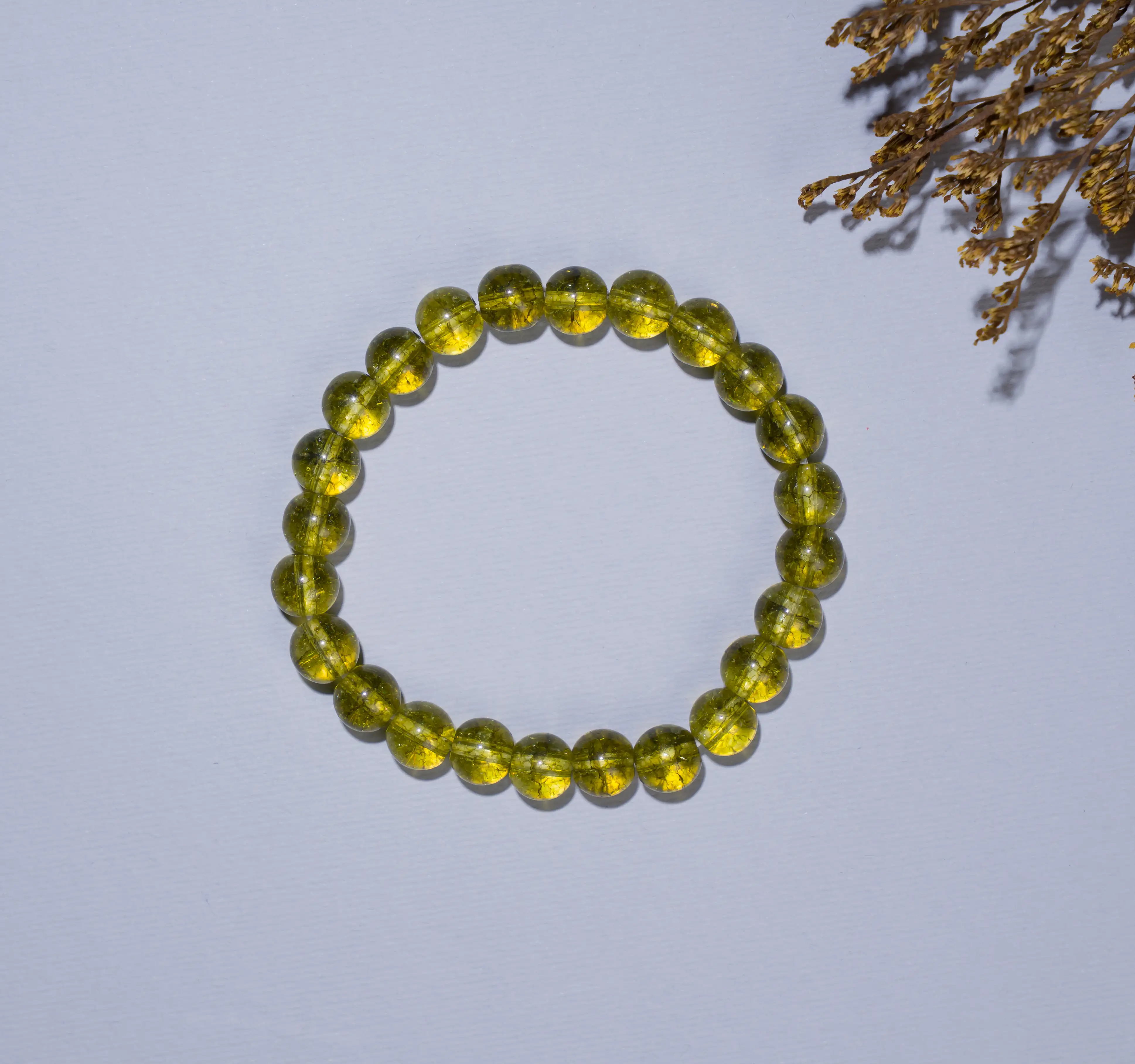 8mm Peridot Crystal Bracelet - secondary