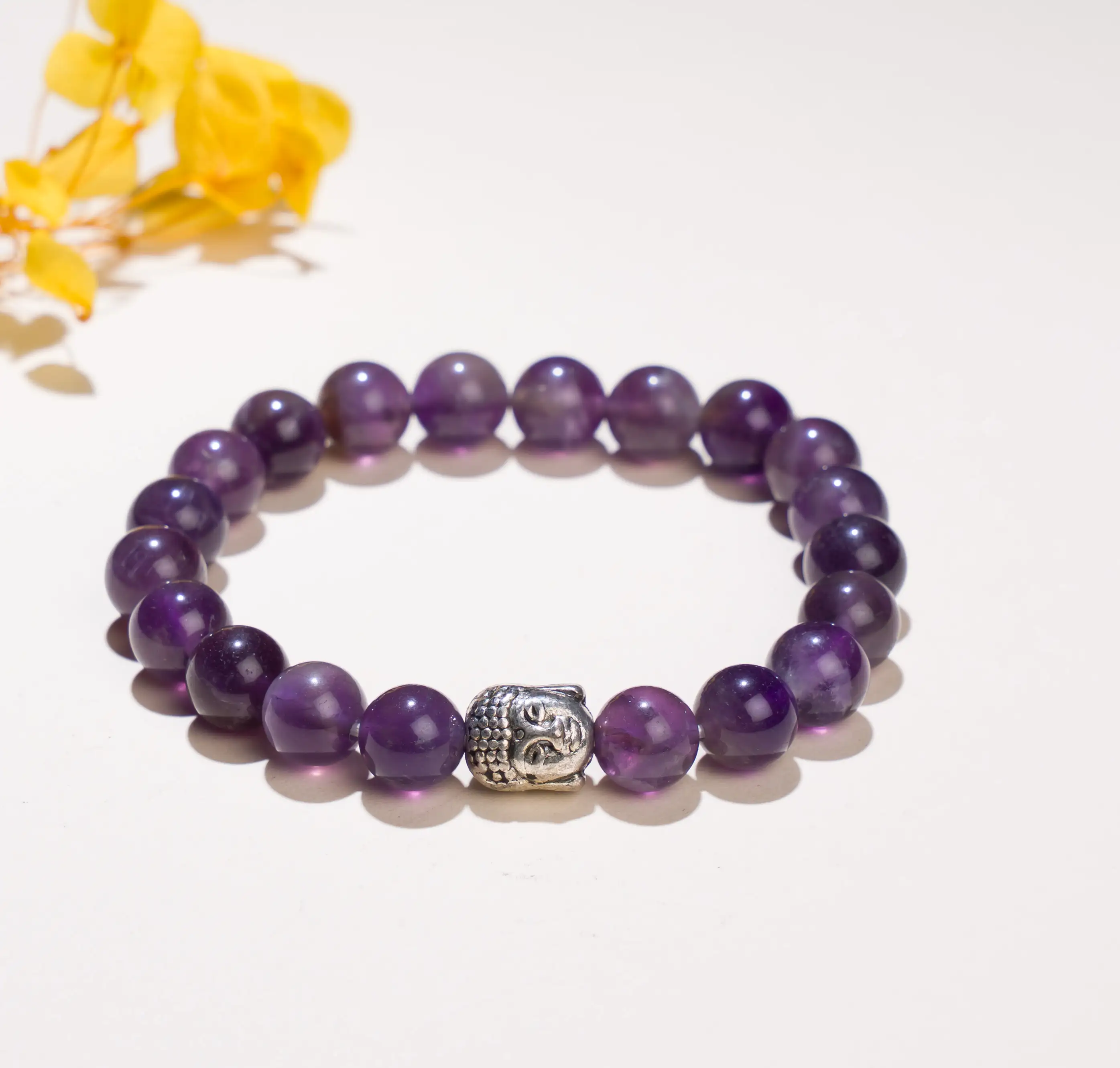 8mm Amethyst Crystal bracelet with buddha