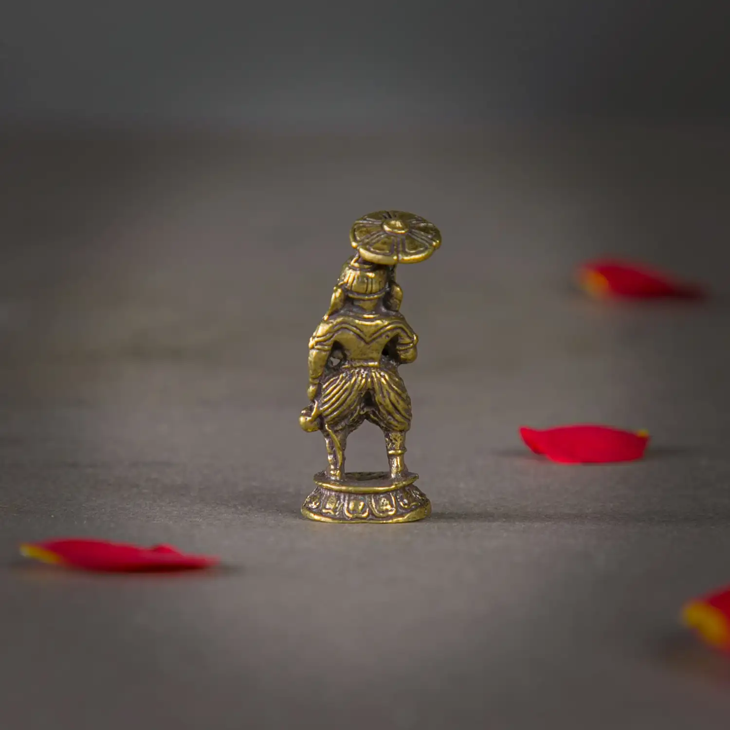 1 inch Brass mini standing umbrella Ganesha idol - image 3