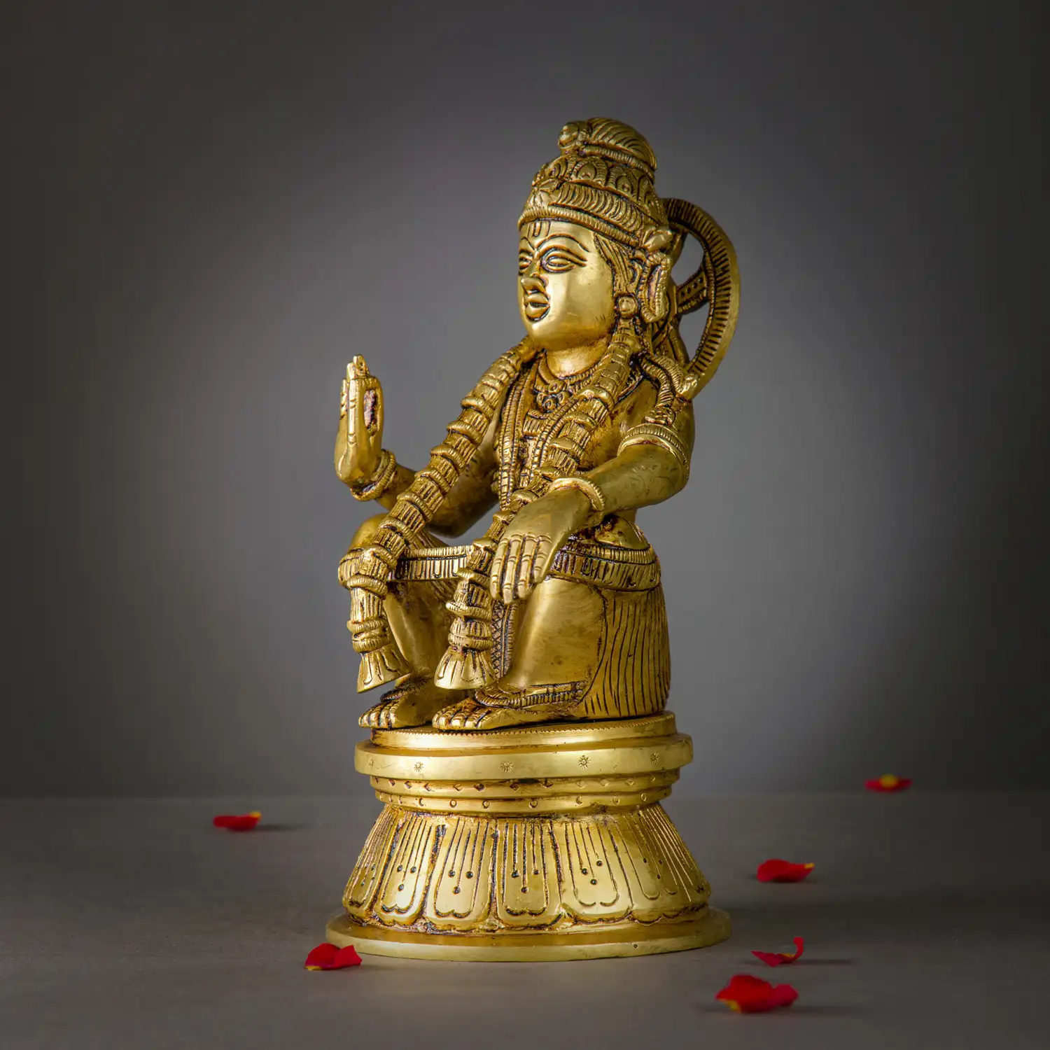 9 Inch Handcrafted Premium Brass Ayyappan Swamy Idol - image 2