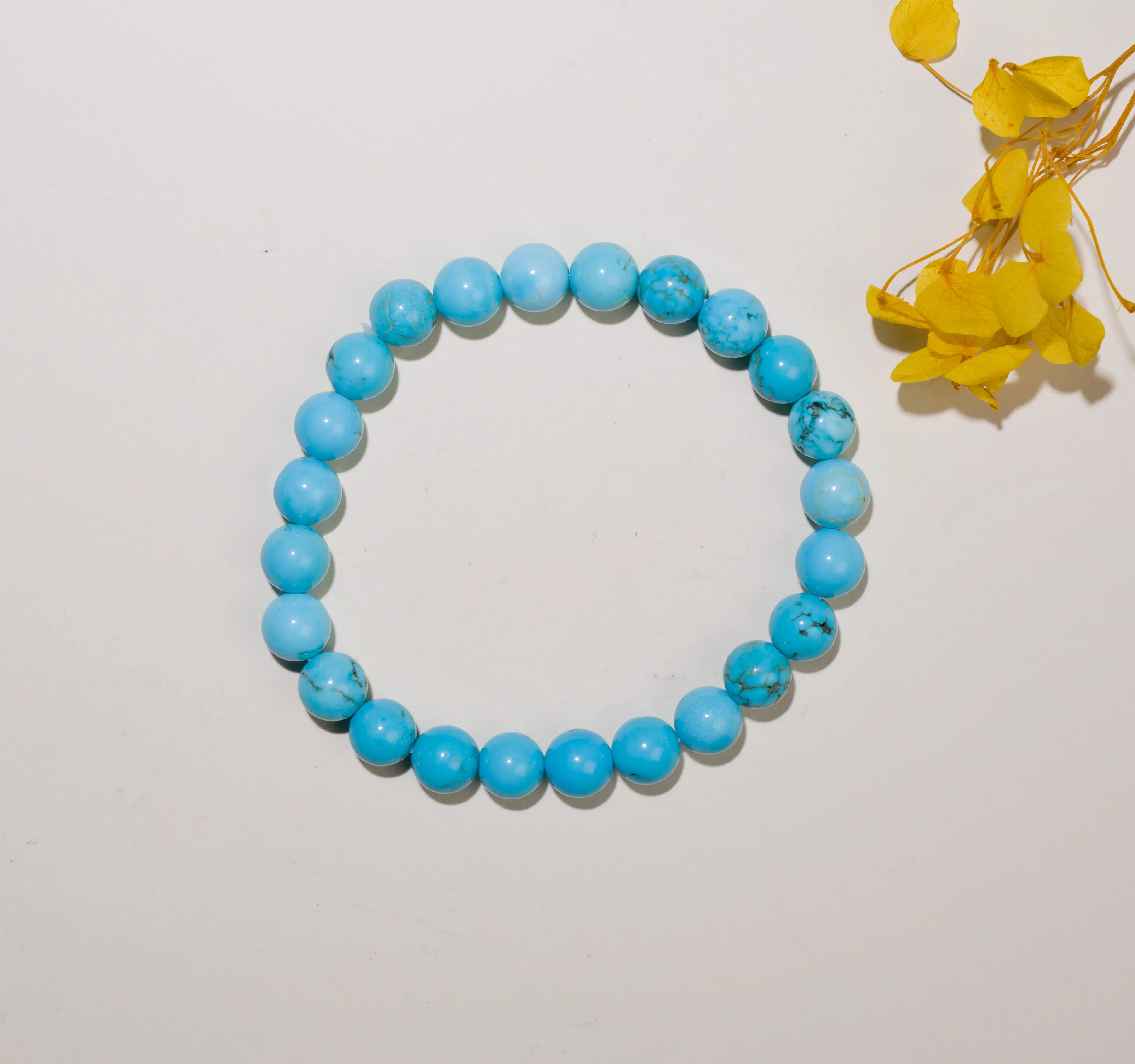 8mm Turquoise Natural Stone Crystal Bracelet - image 2