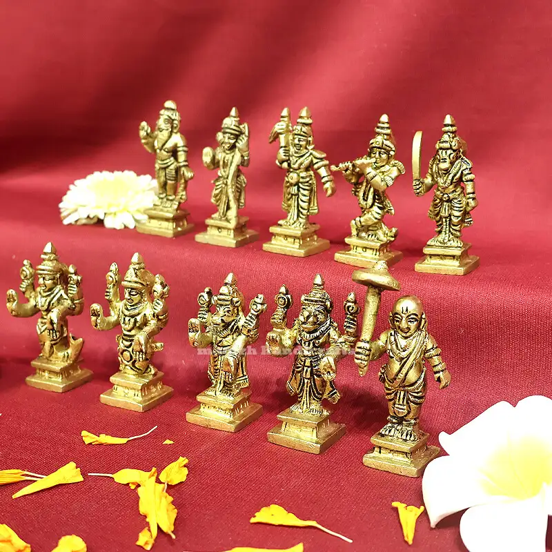 Brass Dashavathar Vishnu set 2.5 inches - secondary