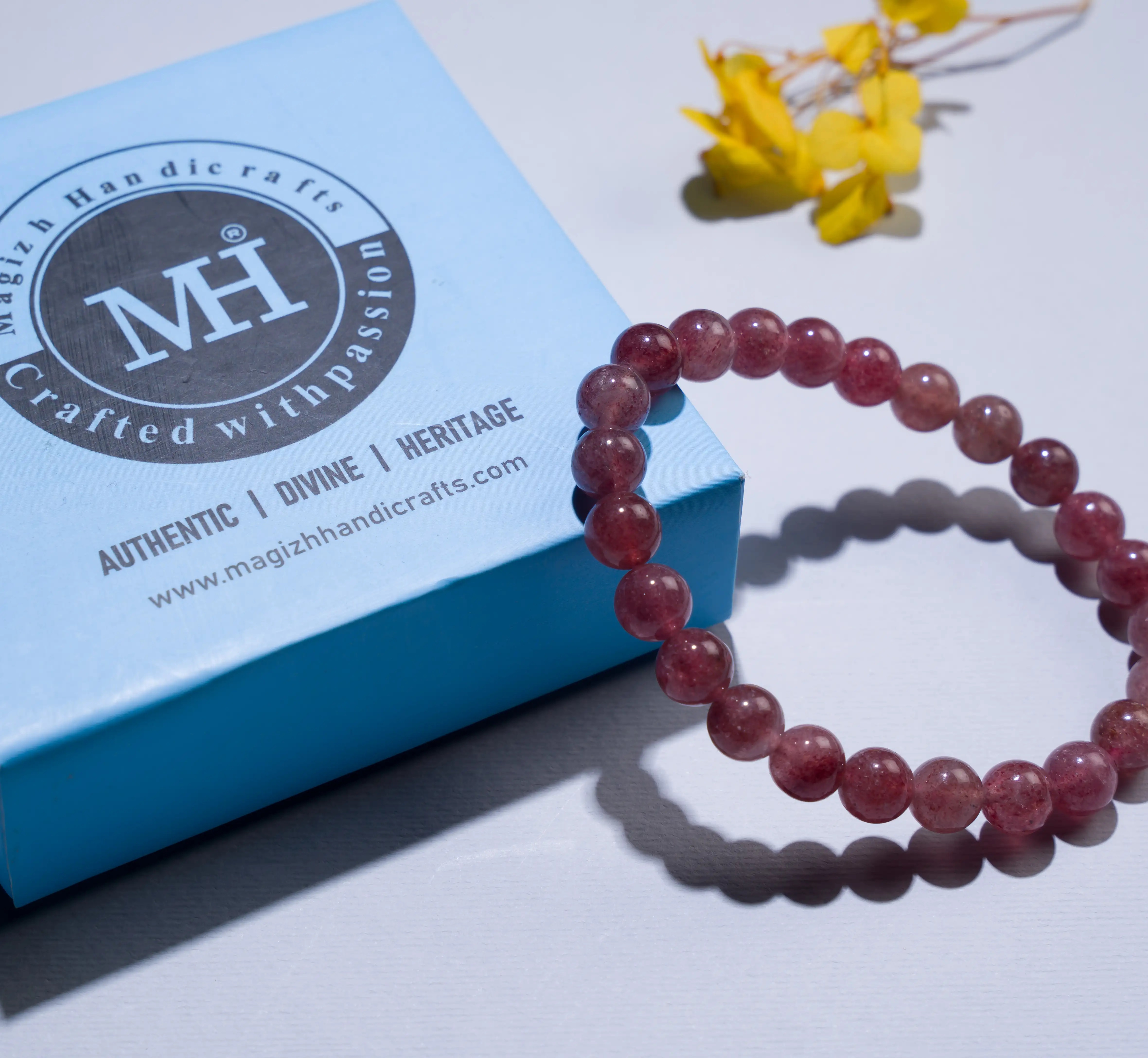 8mm Strawberry Quartz crystal bracelet - image 3