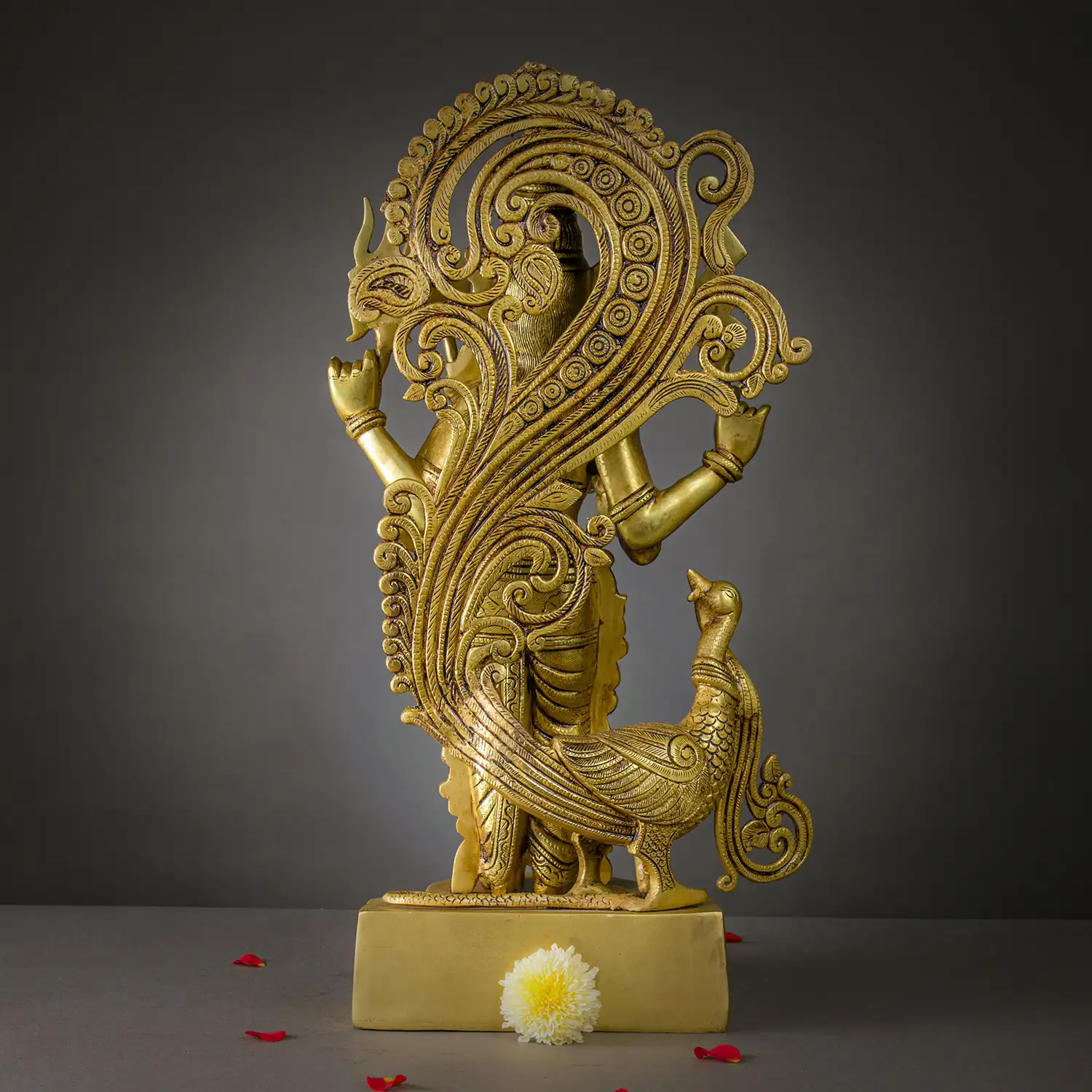 Brass Standing Murugan Vel and Mayil idol - 21 inches - image 4