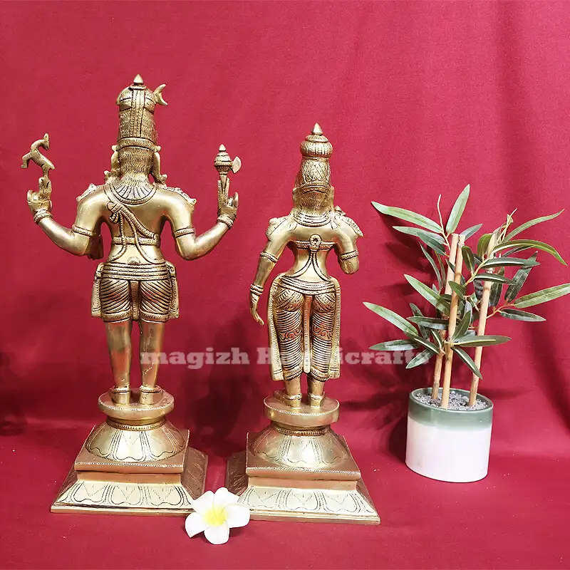 24 inches Brass Standing Lord Shiva Parvathi Idol - image 3