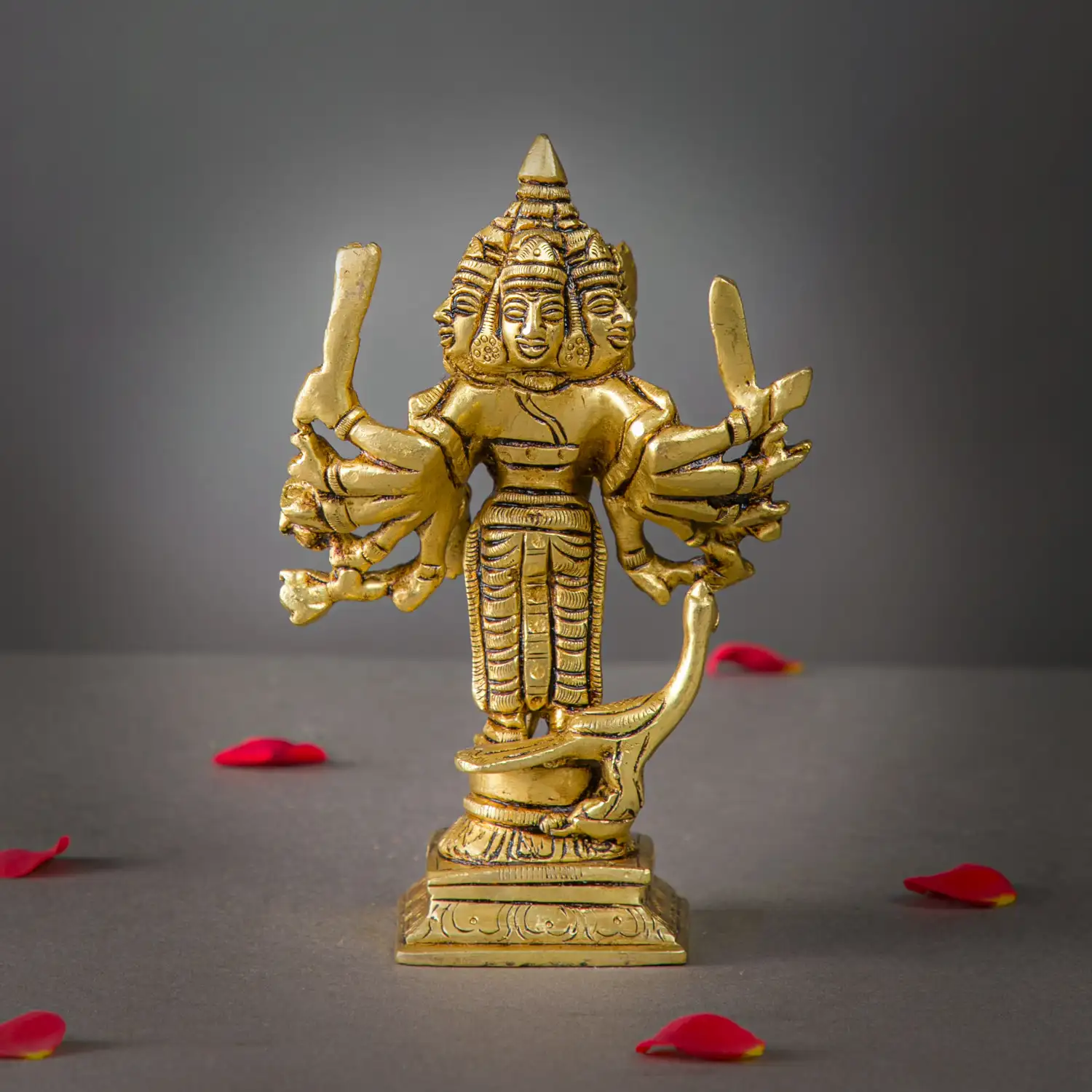 6 inches brass Arumuga Murugan idol with vel - image 4