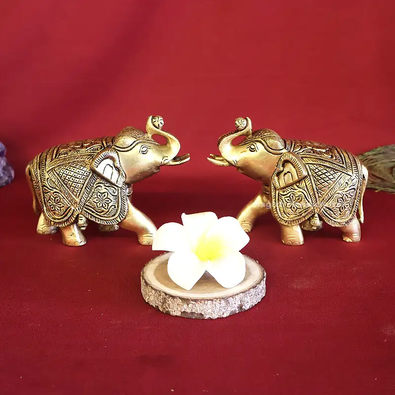 4 inches Brass ashirwad Elephant pair SC
