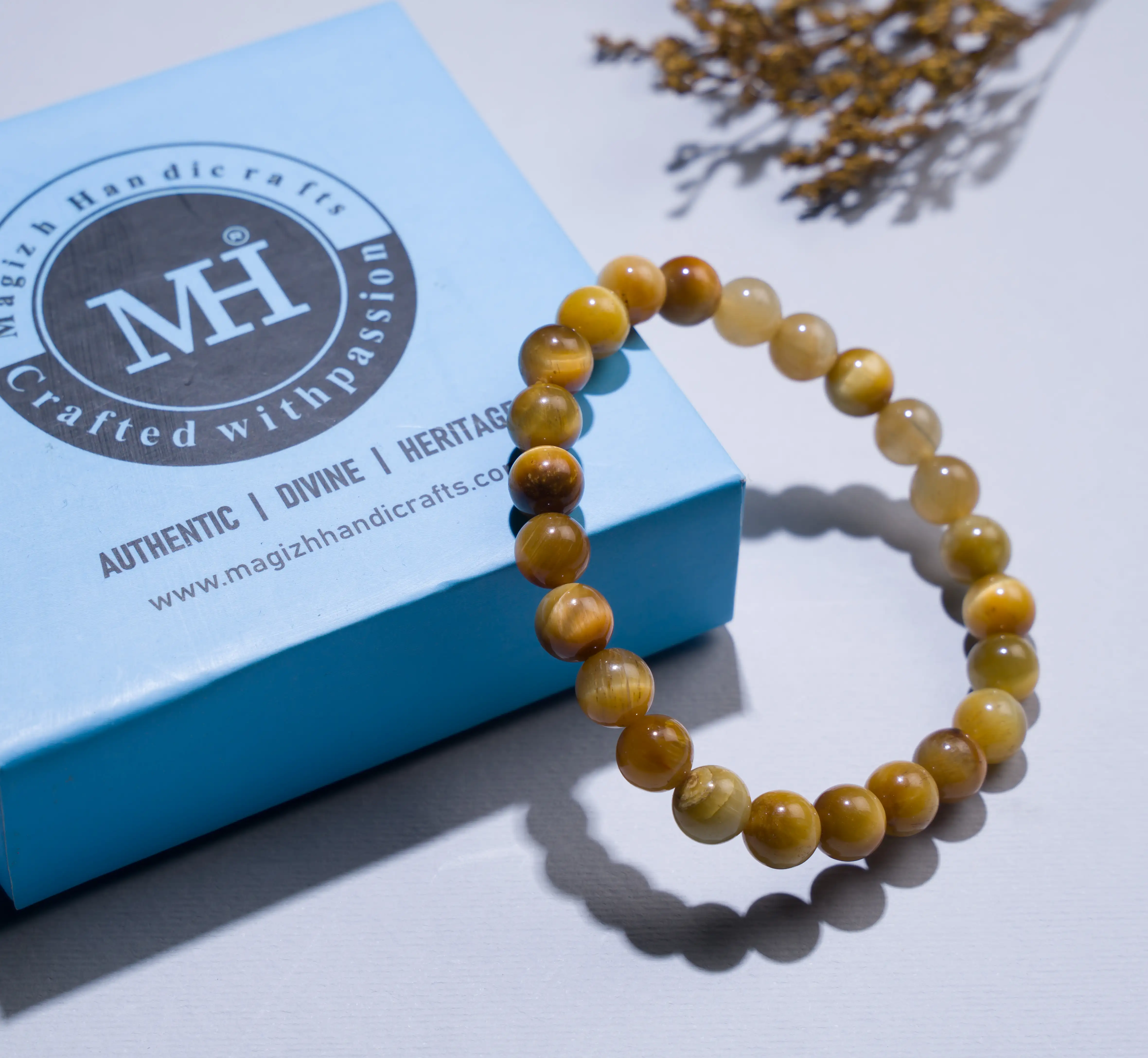 8mm Yellow Cat eye Crystal Bracelet - image 3