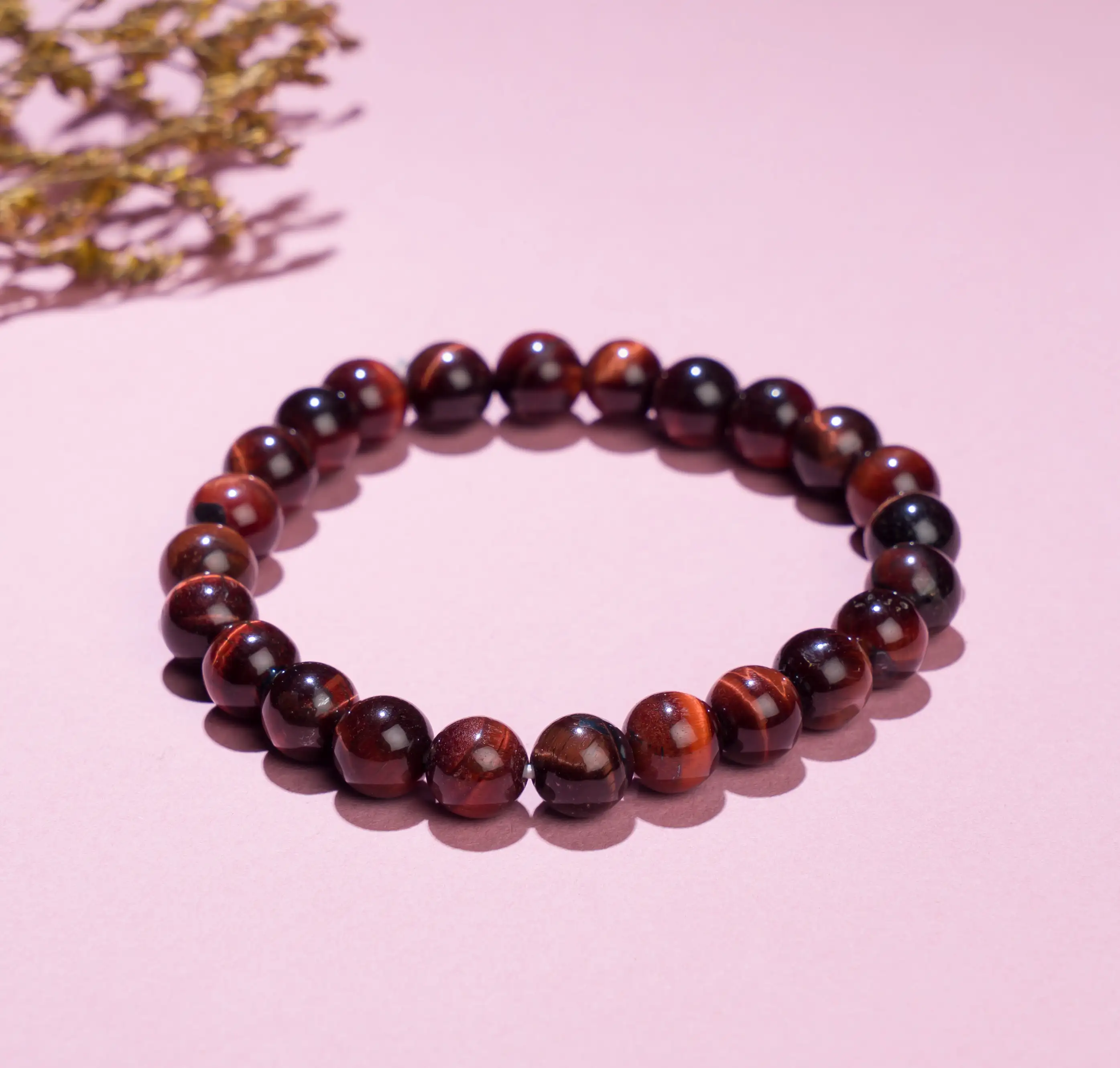 8mm Red Tiger eye Crystal stone Bracelet