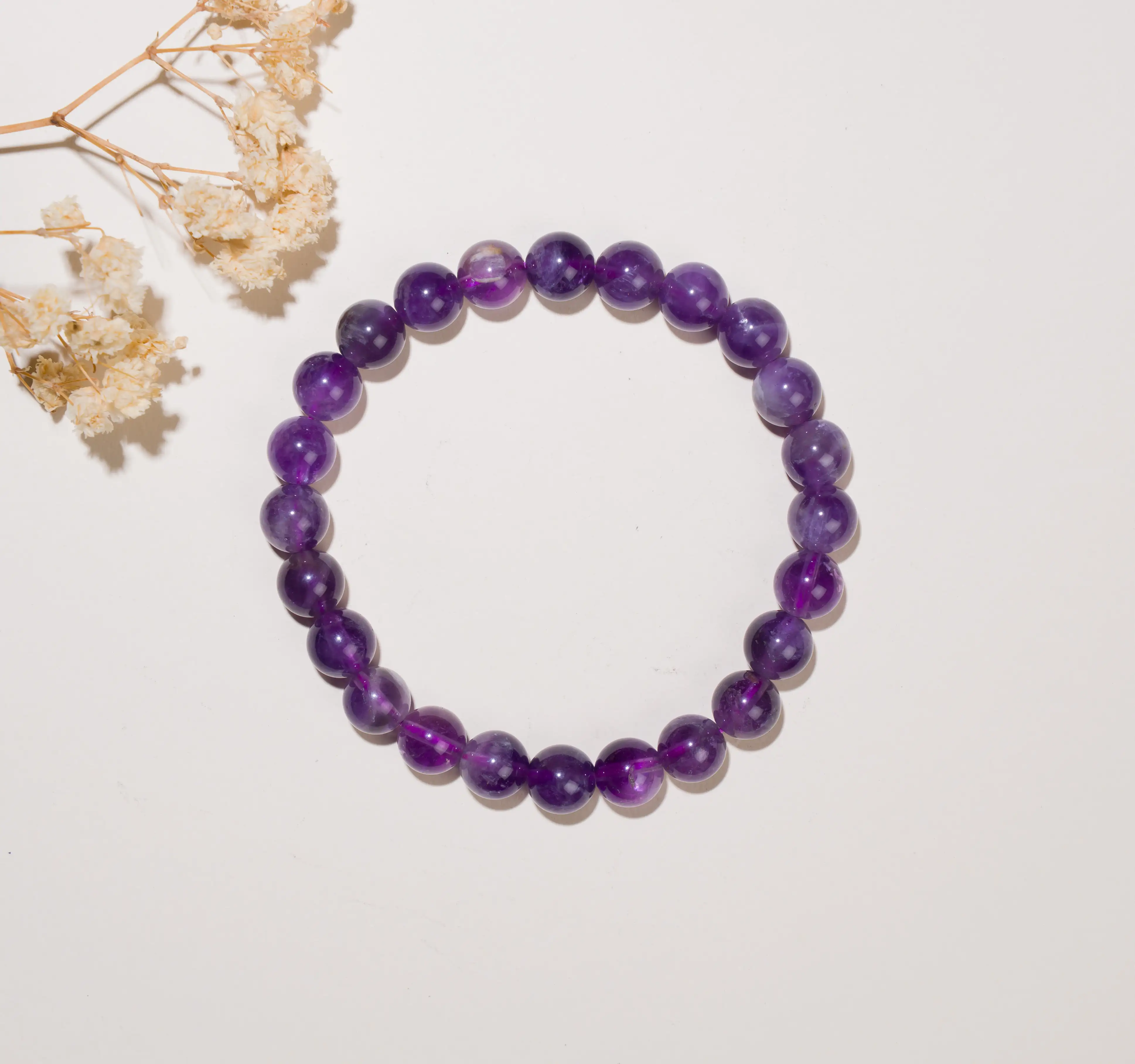 Natural Amethyst -8mm Crystal Bracelet - secondary