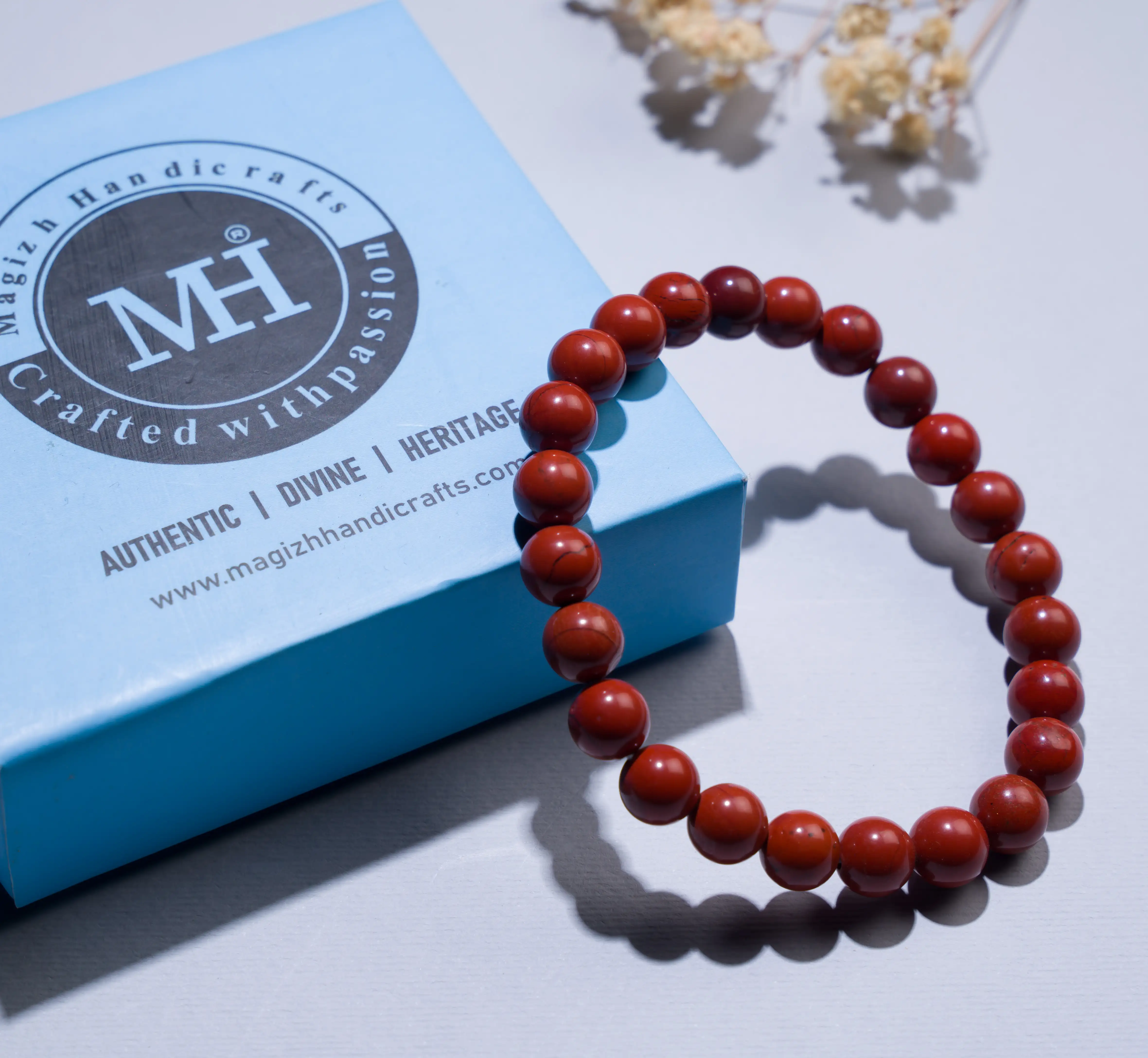 8mm Red Jasper Crystal Bracelet - image 3
