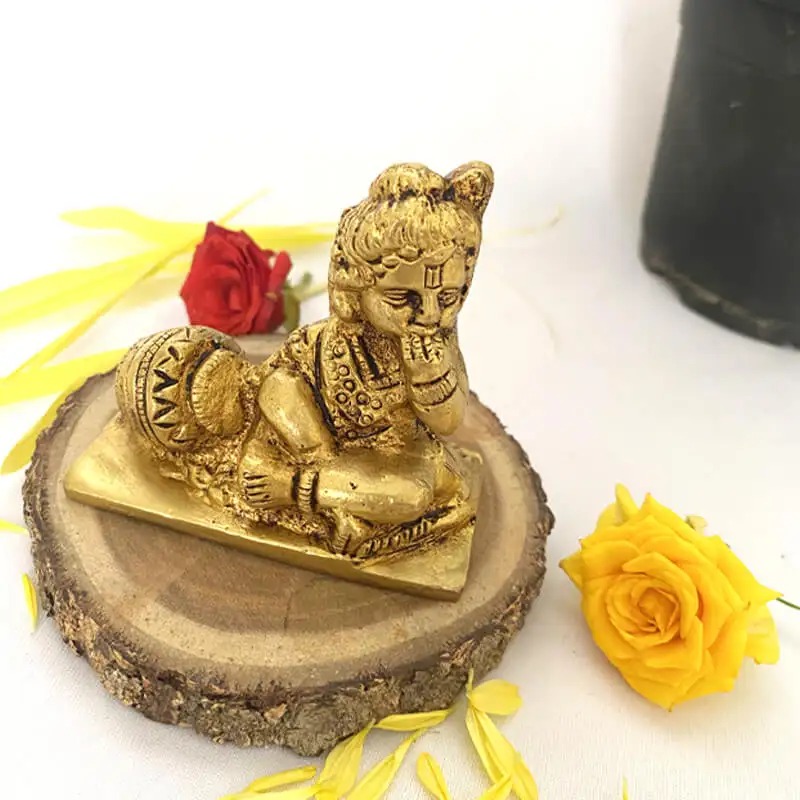 Brass matka Medium lord krishna idol with pot for pooja room and car dashboard 2.5 inches - image 4