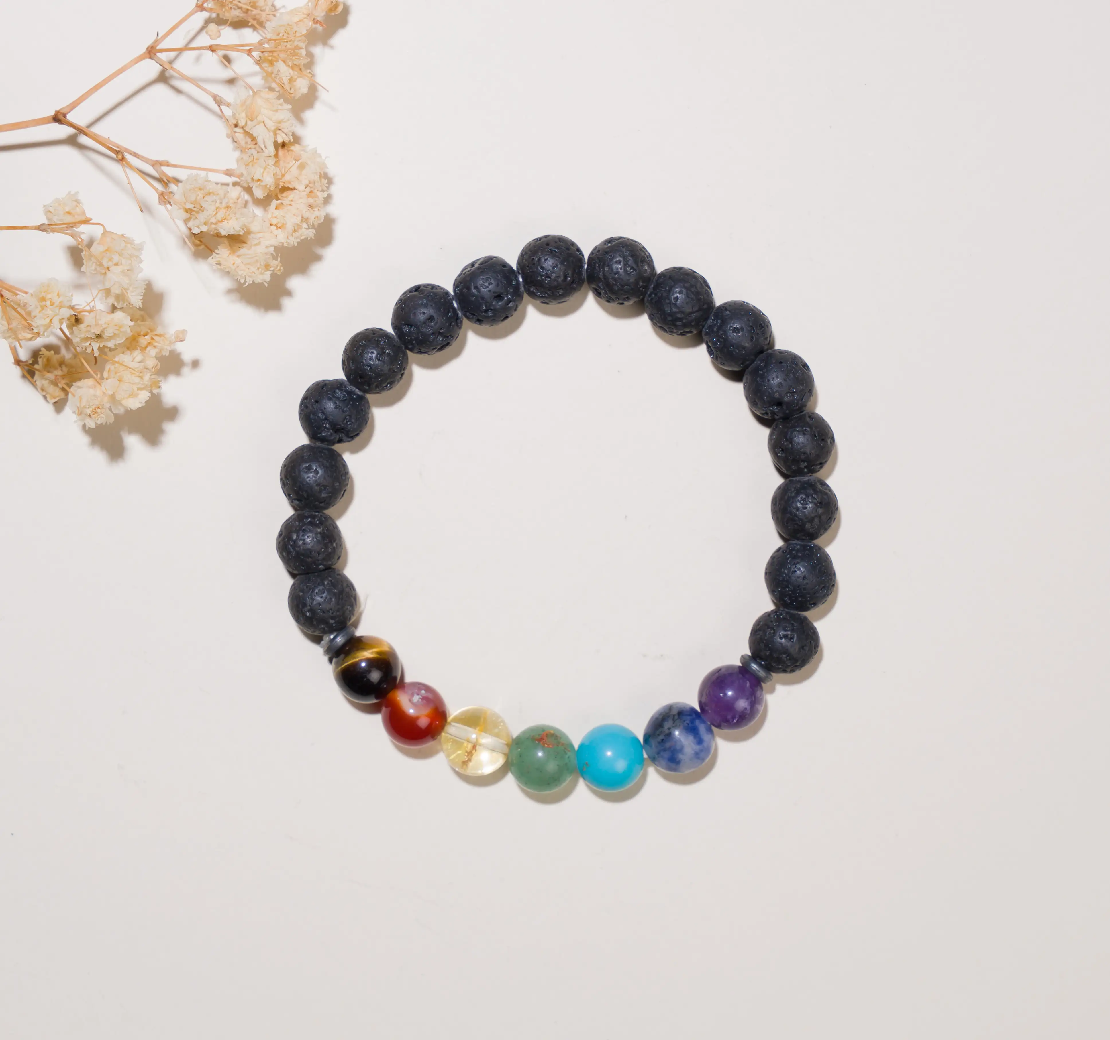 8mm 7 chakra Lava Crystal stone Bracelet - image 3