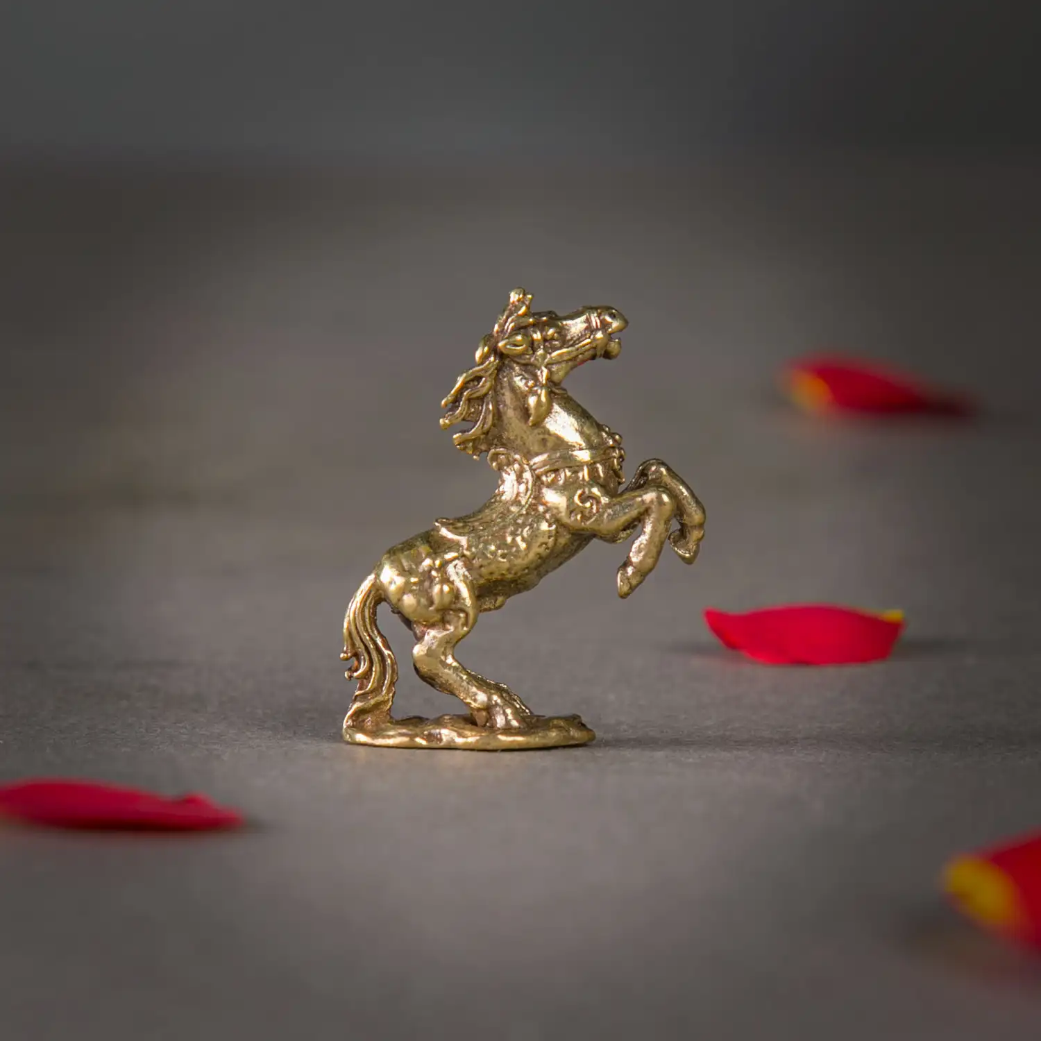 1-Inch Pure Brass Rearing Stallion – Miniature Horse Sculpture
