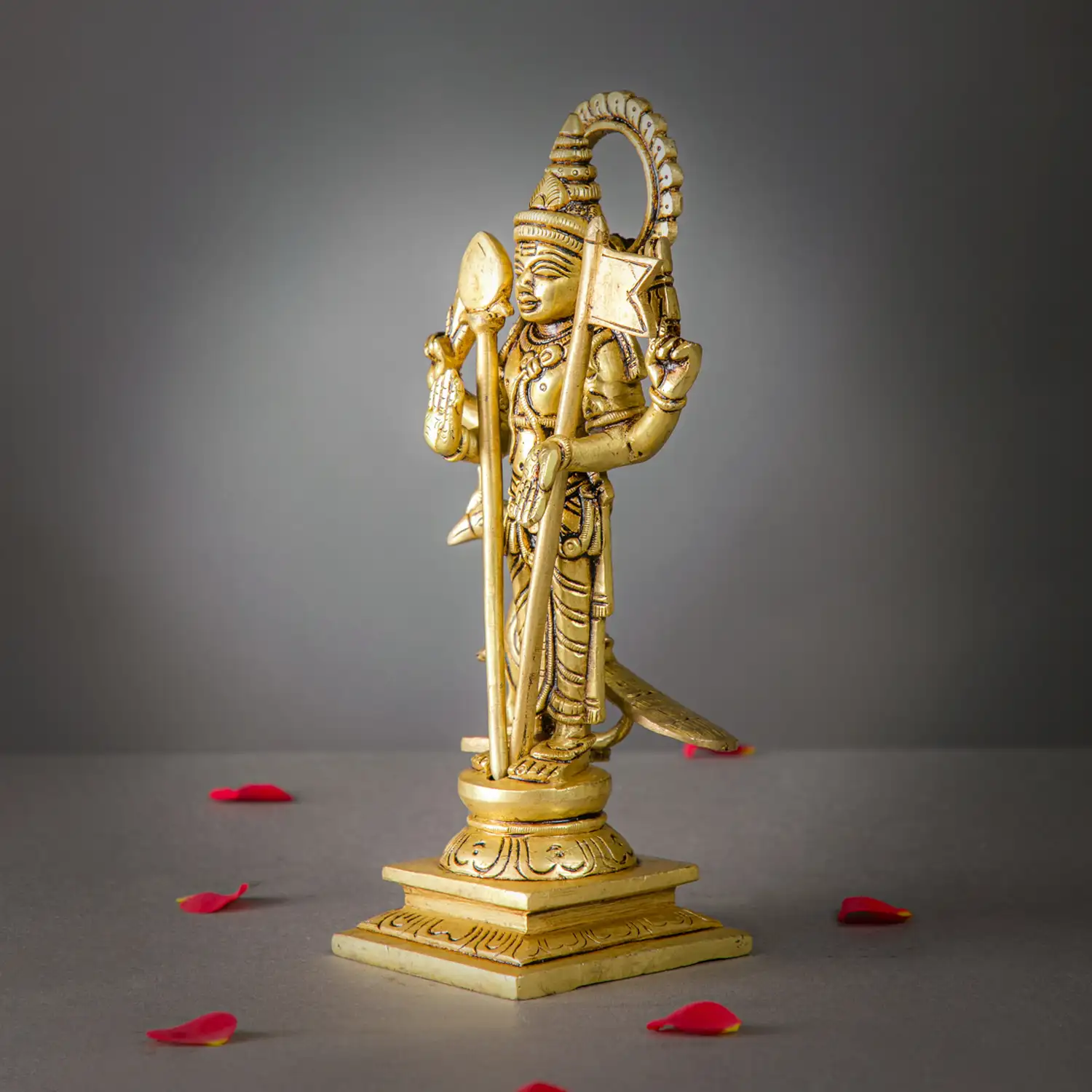 8.5 inches Brass Murugan side Peacock with Vel idol - image 3