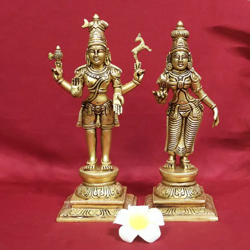 11 inches standing Brass Lord Shiva and Parvathi Idol