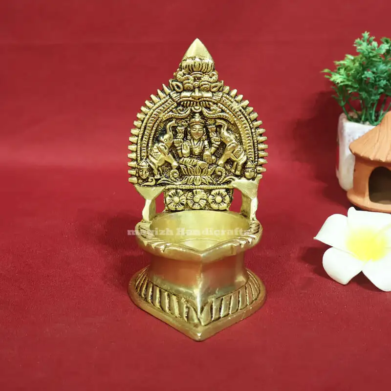 5.5 inches Brass Gaja Lakshmi Kamakshmi Lamp
