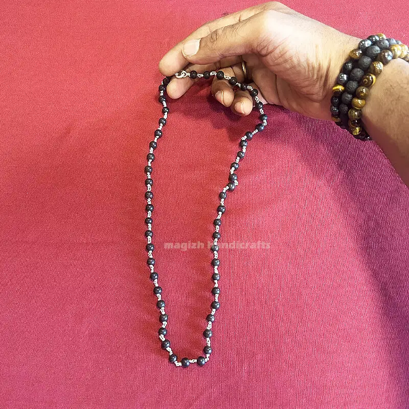 Original karungali mala with Original silver - 6mm - image 3