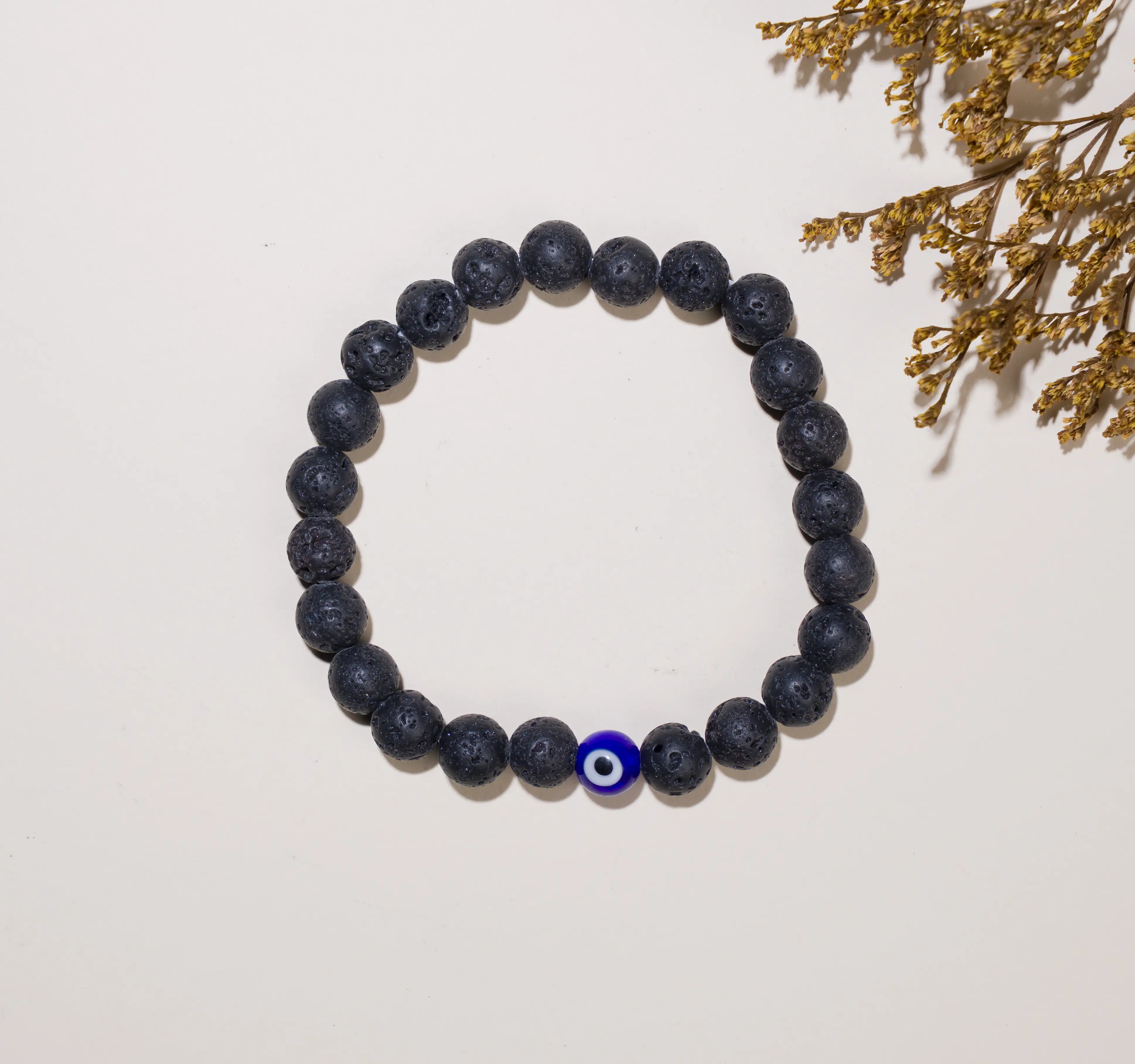 8mm Evil eye Lava original crystal stone Bracelet - secondary