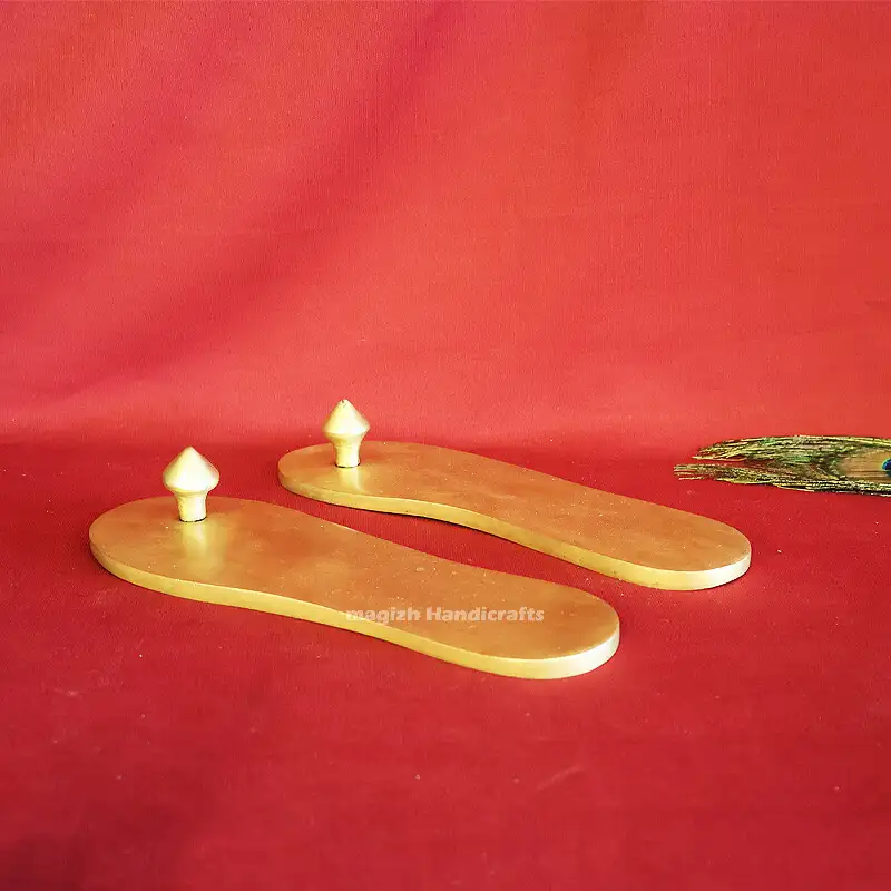 8.5 inches Brass Charan Khadau Paduka SC - secondary