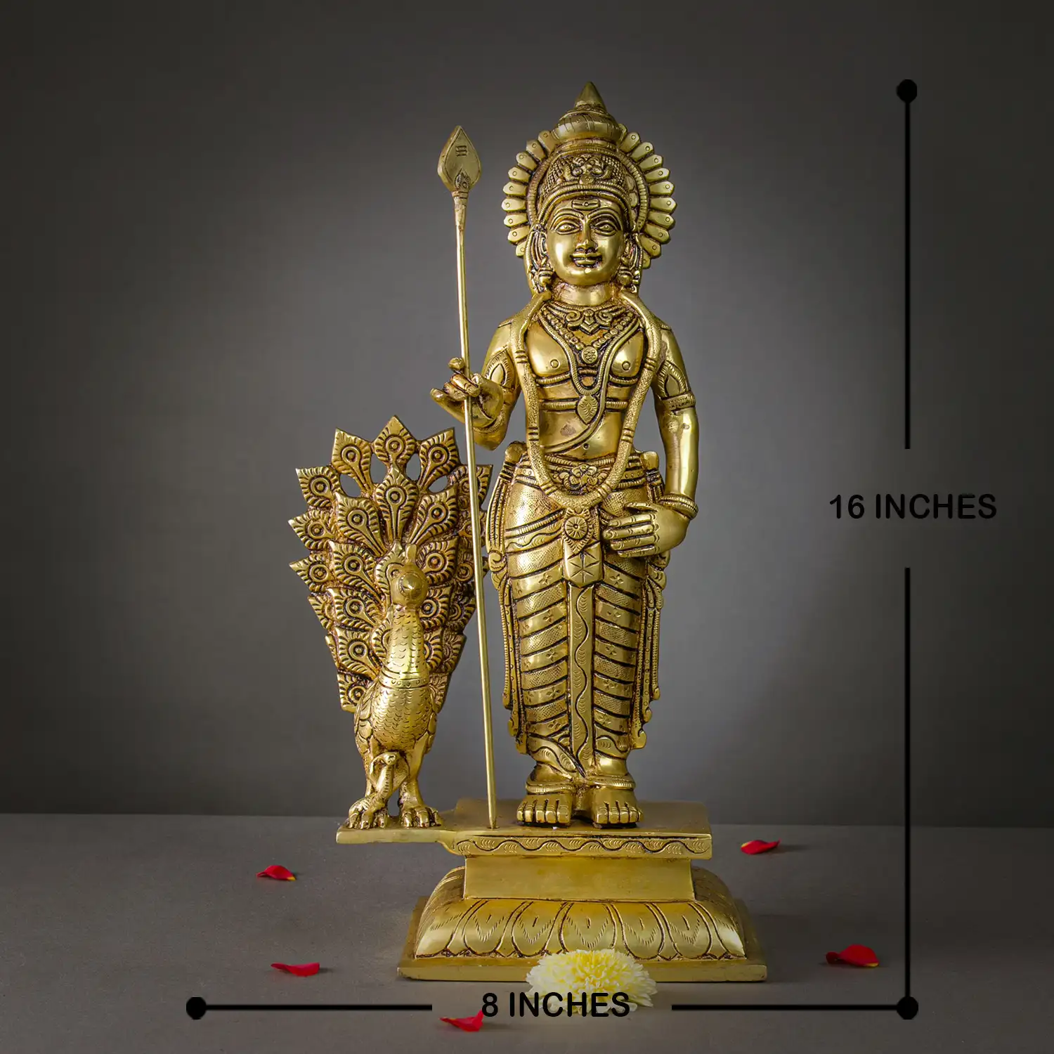 16 inches Brass Standing Murugan with Vel idol - image 5