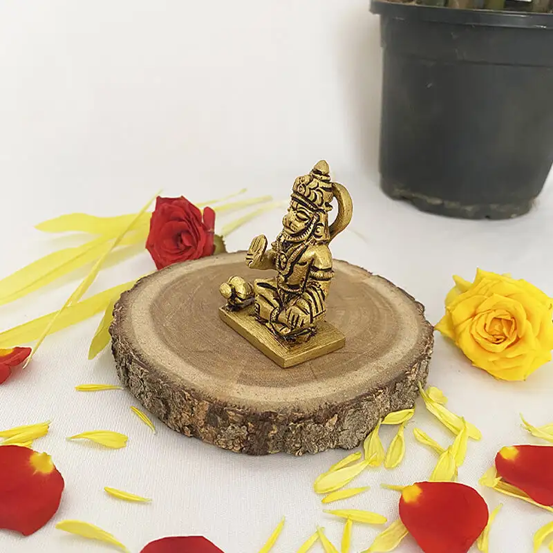Brass Lord Hanuman for pooja room and car dashboard 2 1/2 inches - image 3