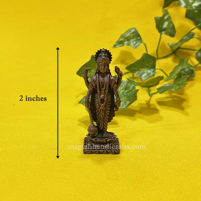 2.5 inches Copper Lord Vishnu standing idol - secondary