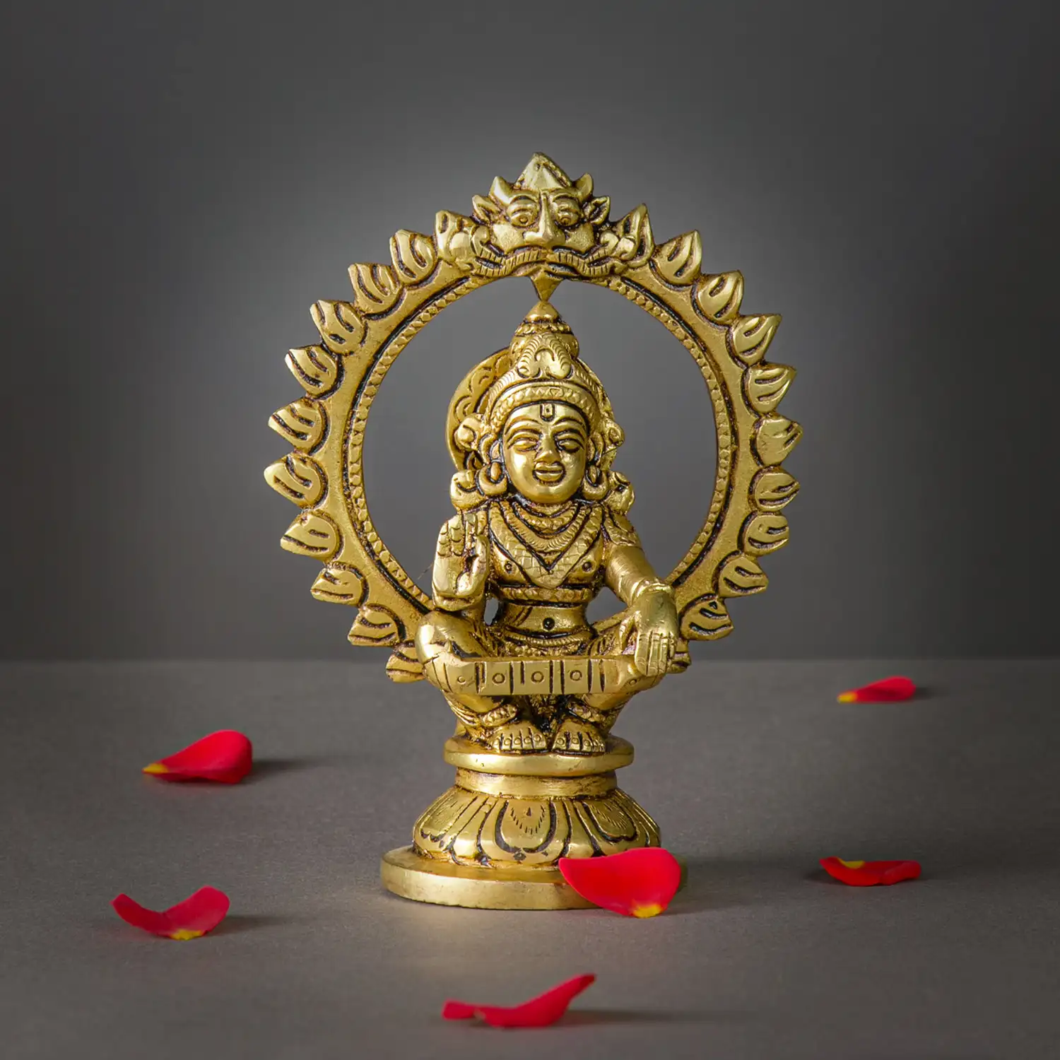 5 inch Brass Ayyappan Swamy Idol with thiruvachi - image 1