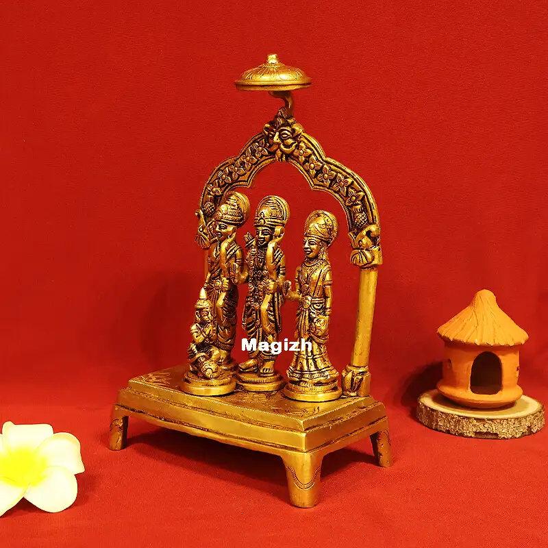 Brass Ram darbar on Peetam and frame - 10 inches - secondary