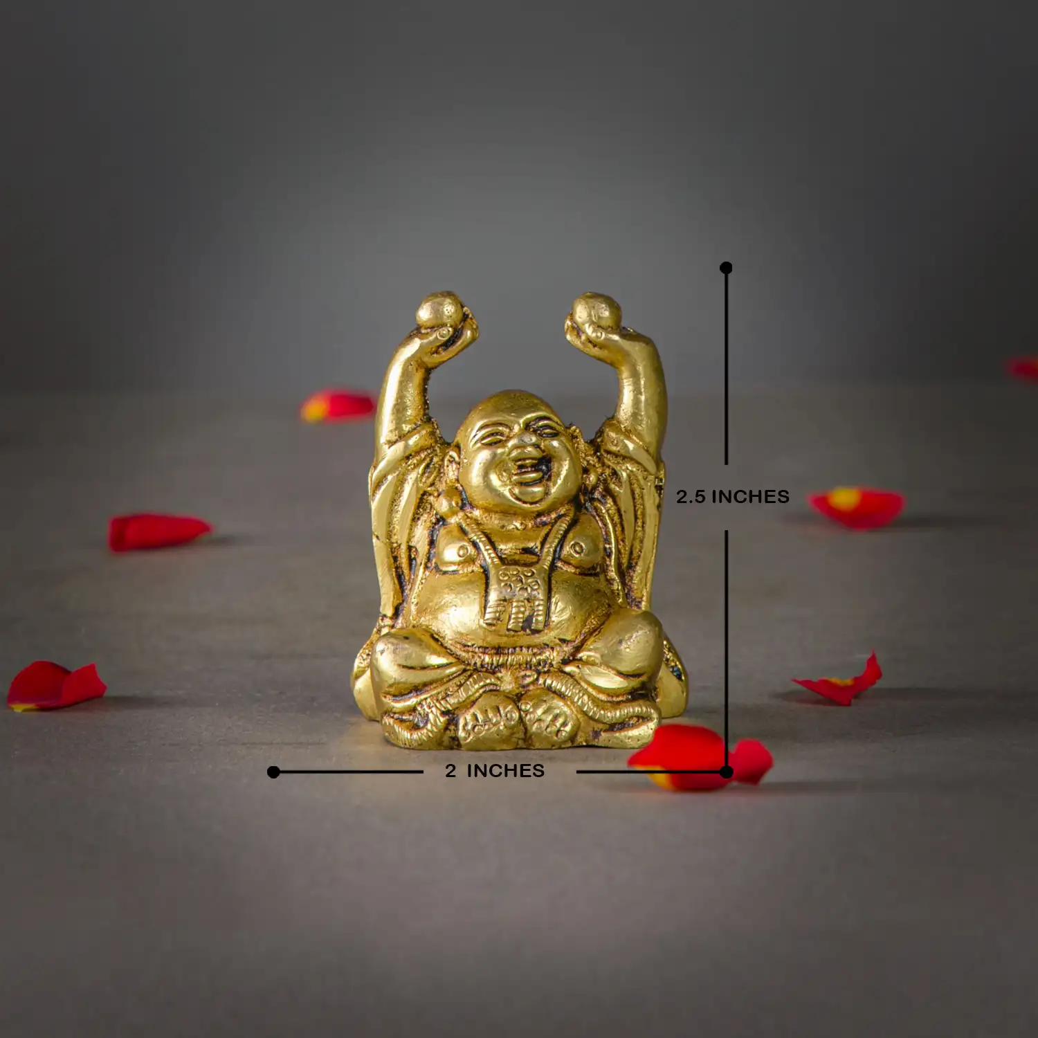 2.5 inches Brass laughing budha idol - image 5