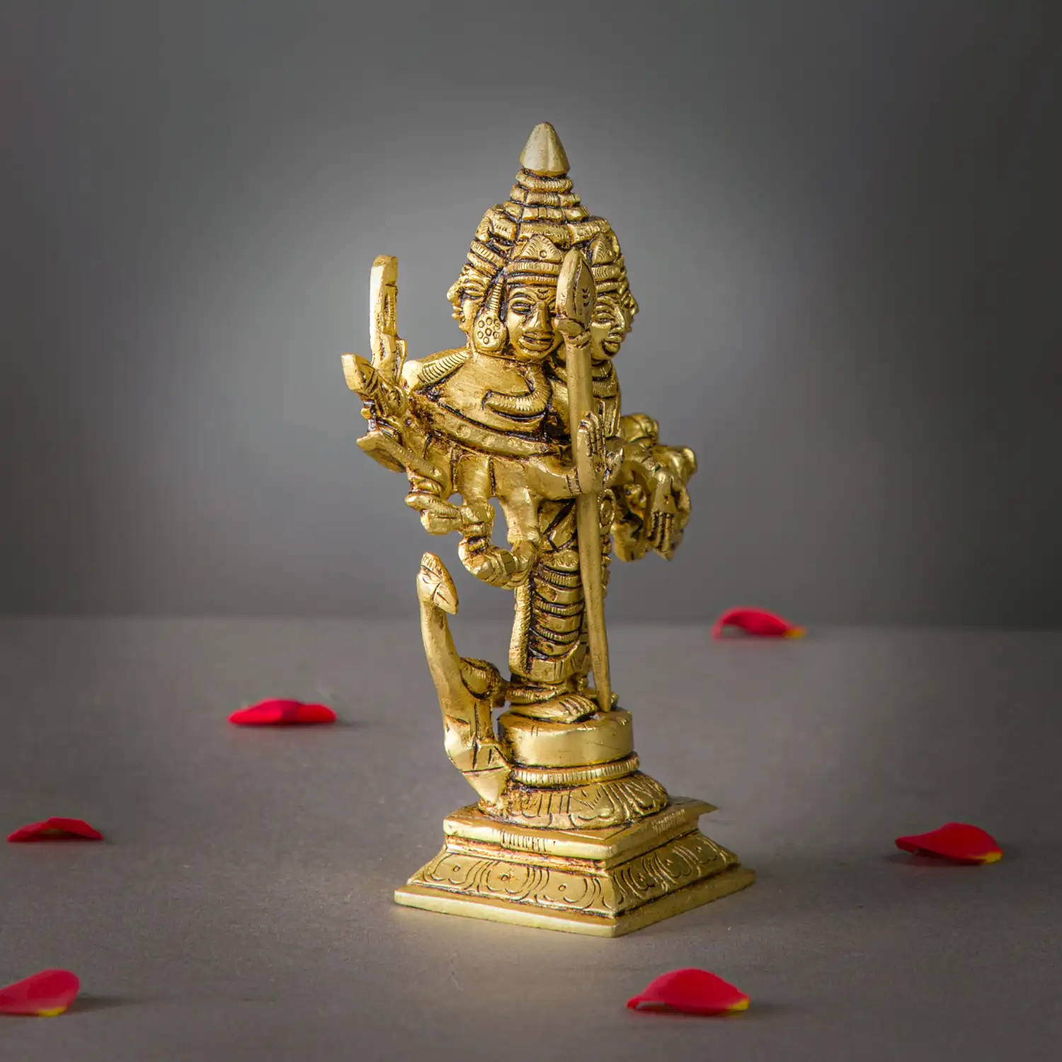 6 inches brass Arumuga Murugan idol with vel - secondary