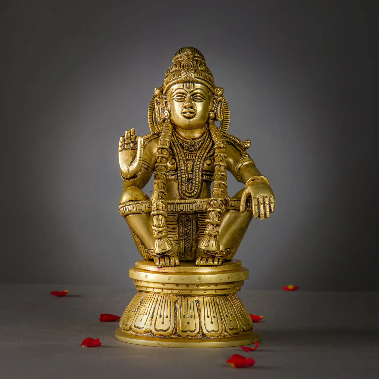 9 Inch Handcrafted Premium Brass Ayyappan Swamy Idol - image 1