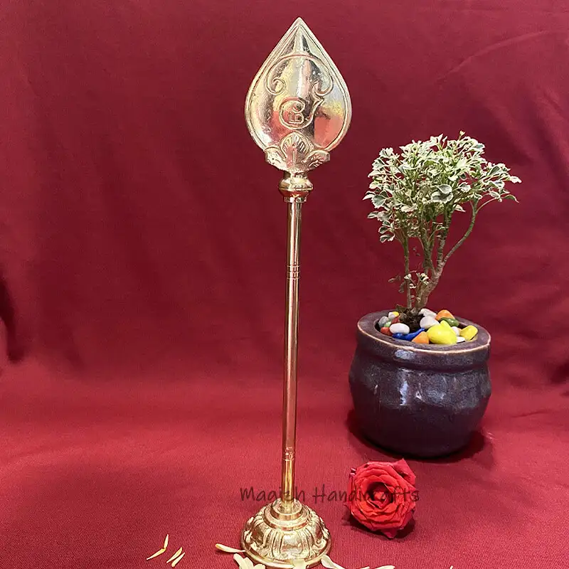 12 inches Brass Murugan Vel with base - secondary