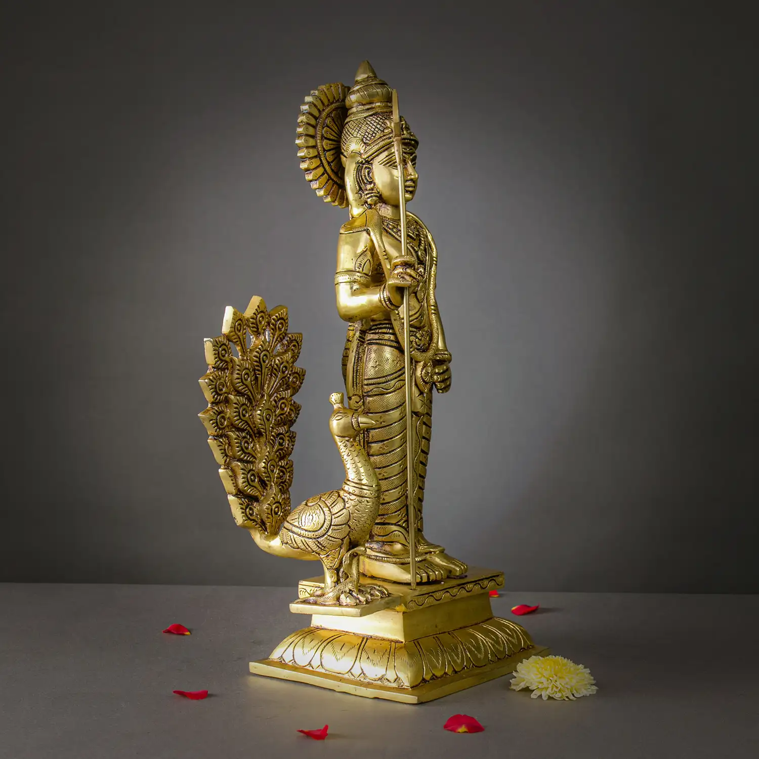16 inches Brass Standing Murugan with Vel idol - secondary