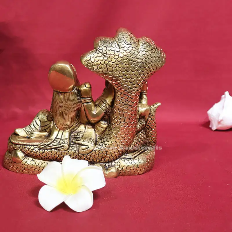 6.5 inches Brass Vishnu Lakshmi on Snake SC - image 3